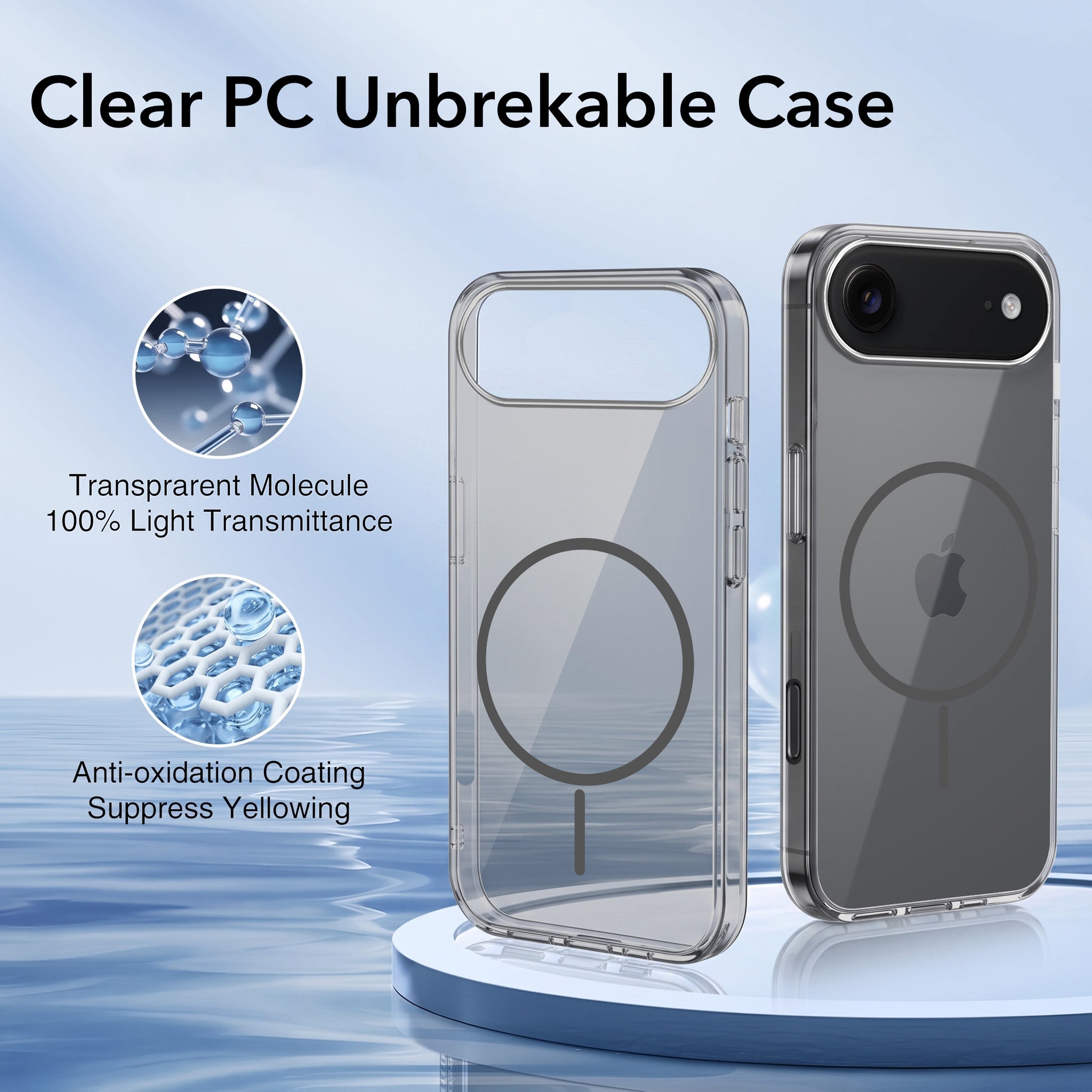 For Apple iPhone 17 Air Back Case Cover Crystal Anti Yellow (Unbreakable PC | MagSafe Wireless Charging Support |Camera Protection Bump)