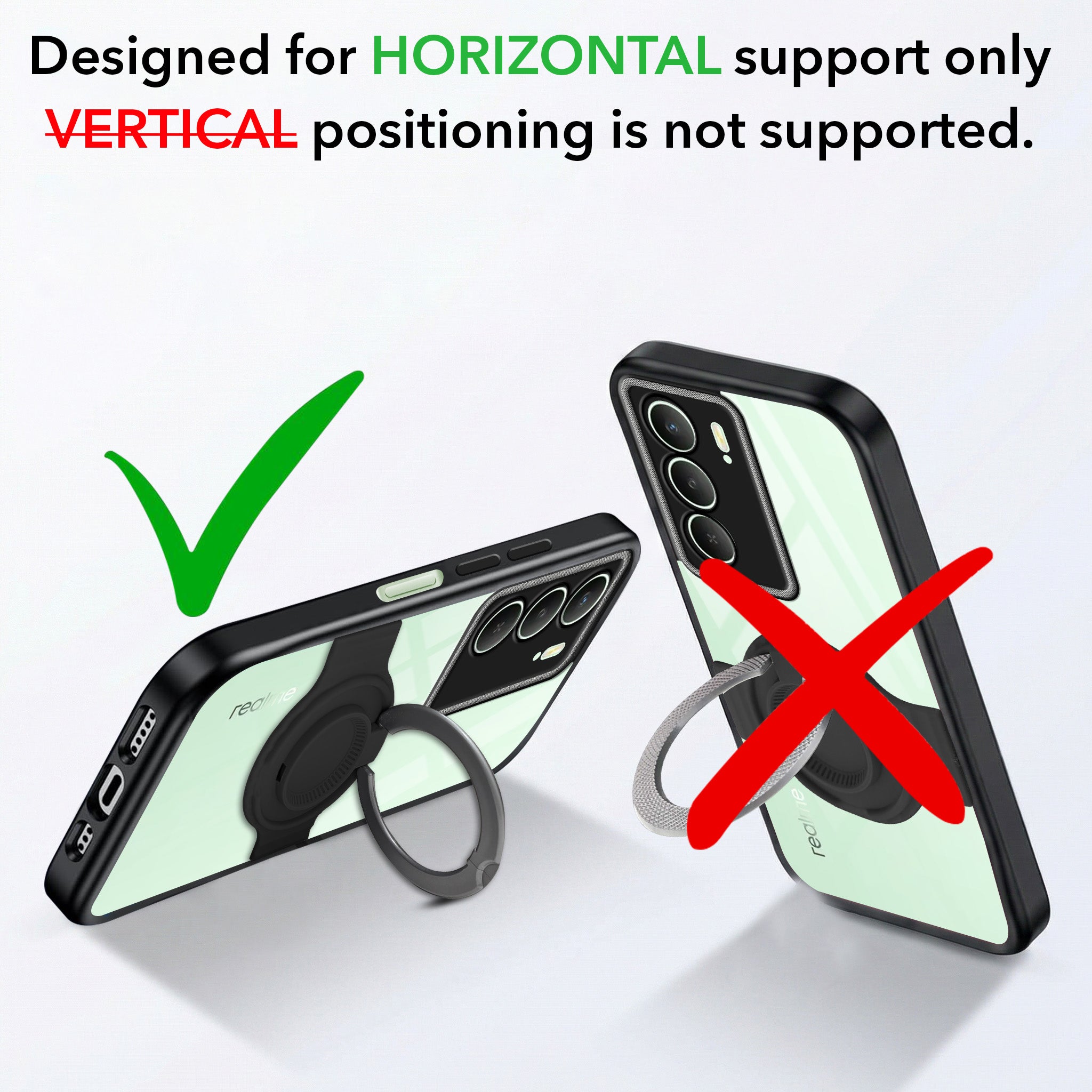For Realme C73 Back Cover Case with stand (Built-in Ring Holder Kickstand | Lifetime Anti Yellow | Camera Protection)