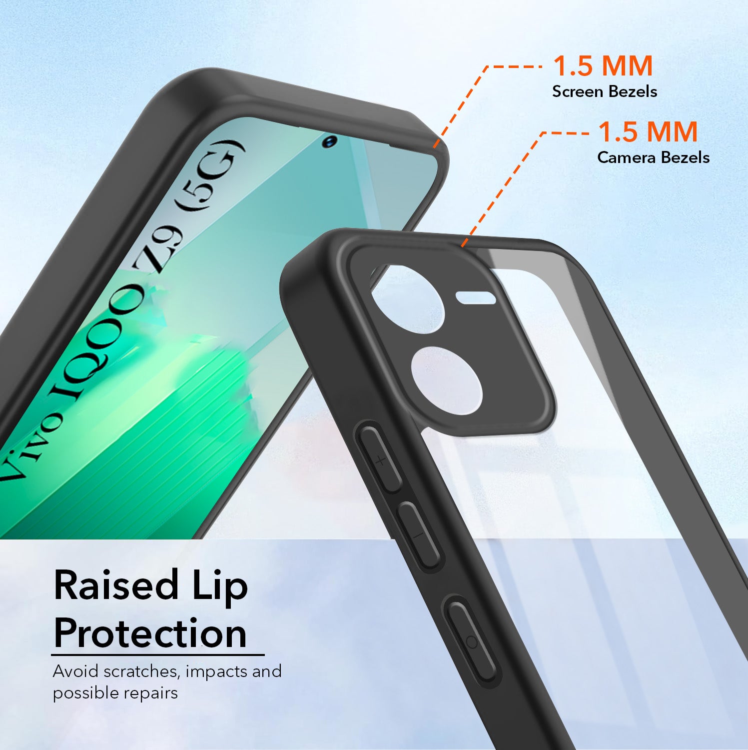For vivo iQOO Z9 Back Cover Case Ultra-Hybrid (Lifetime Anti Yellow | Anti Scratch | Crystal Clear Shockproof)
