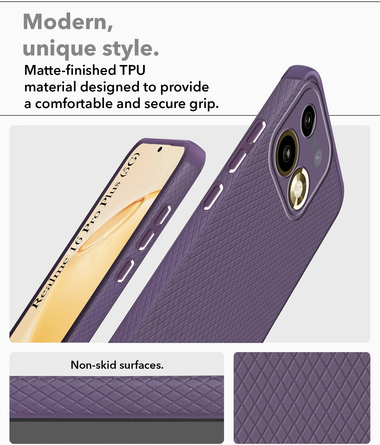 For Realme 16 Pro Plus 5G Back Cover Case Liquid Silicone (Camera Protection | Side Grip Texture | Soft and Flexible)