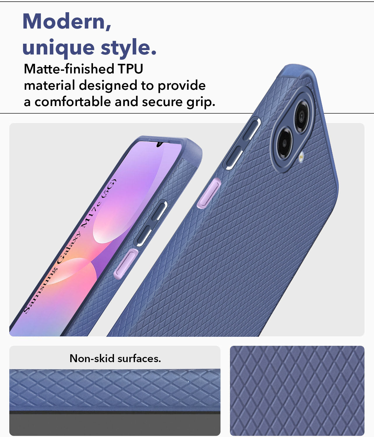 For Samsung Galaxy M17e Back Cover Case Liquid Silicone (Camera Protection | Side Grip Texture | Soft and Flexible)
