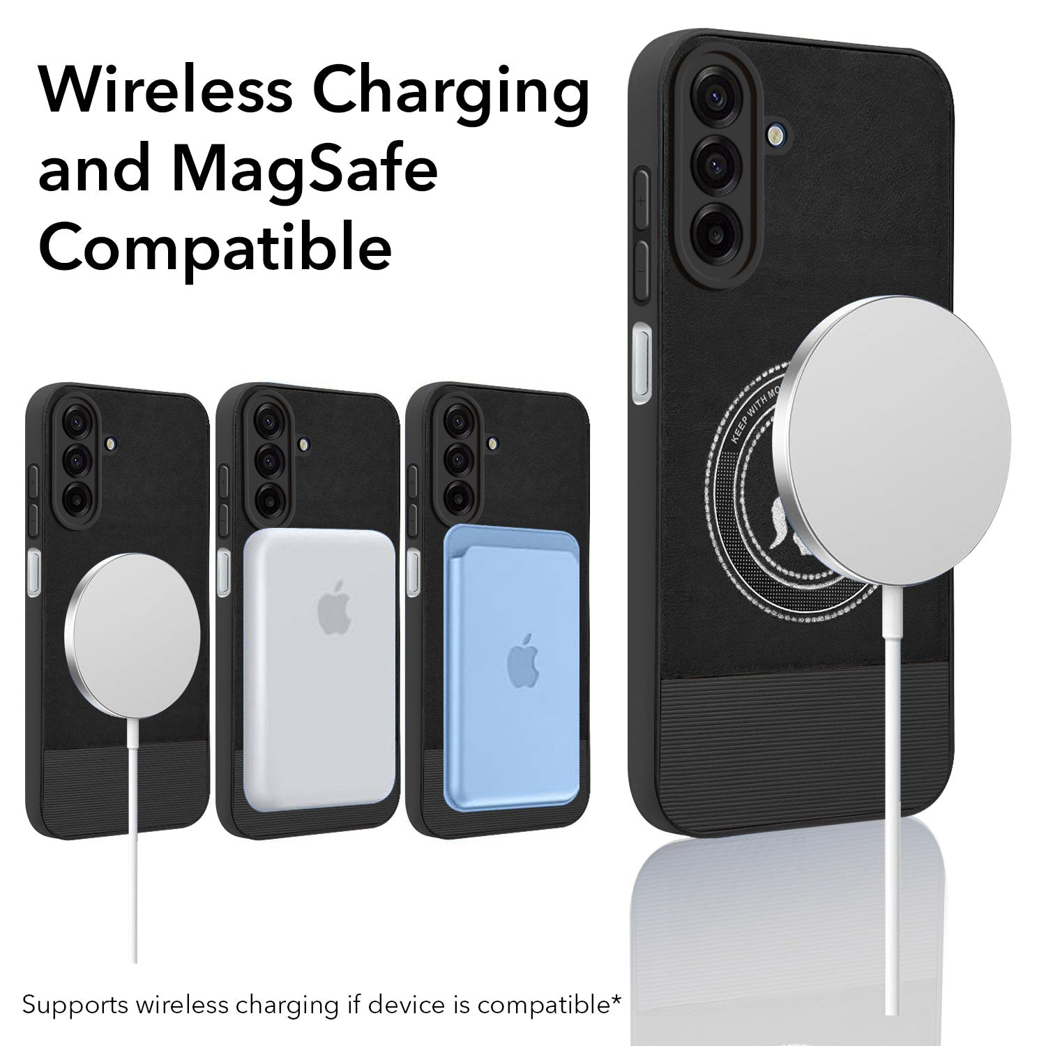 For Samsung Galaxy A17 | Samsung F17 | Samsung M17 5G Back Cover Case PU Leather Finish  (Professional Minimalist Texture | MagSafe Compatile | Camera Protection | Sleek Sober Formal)