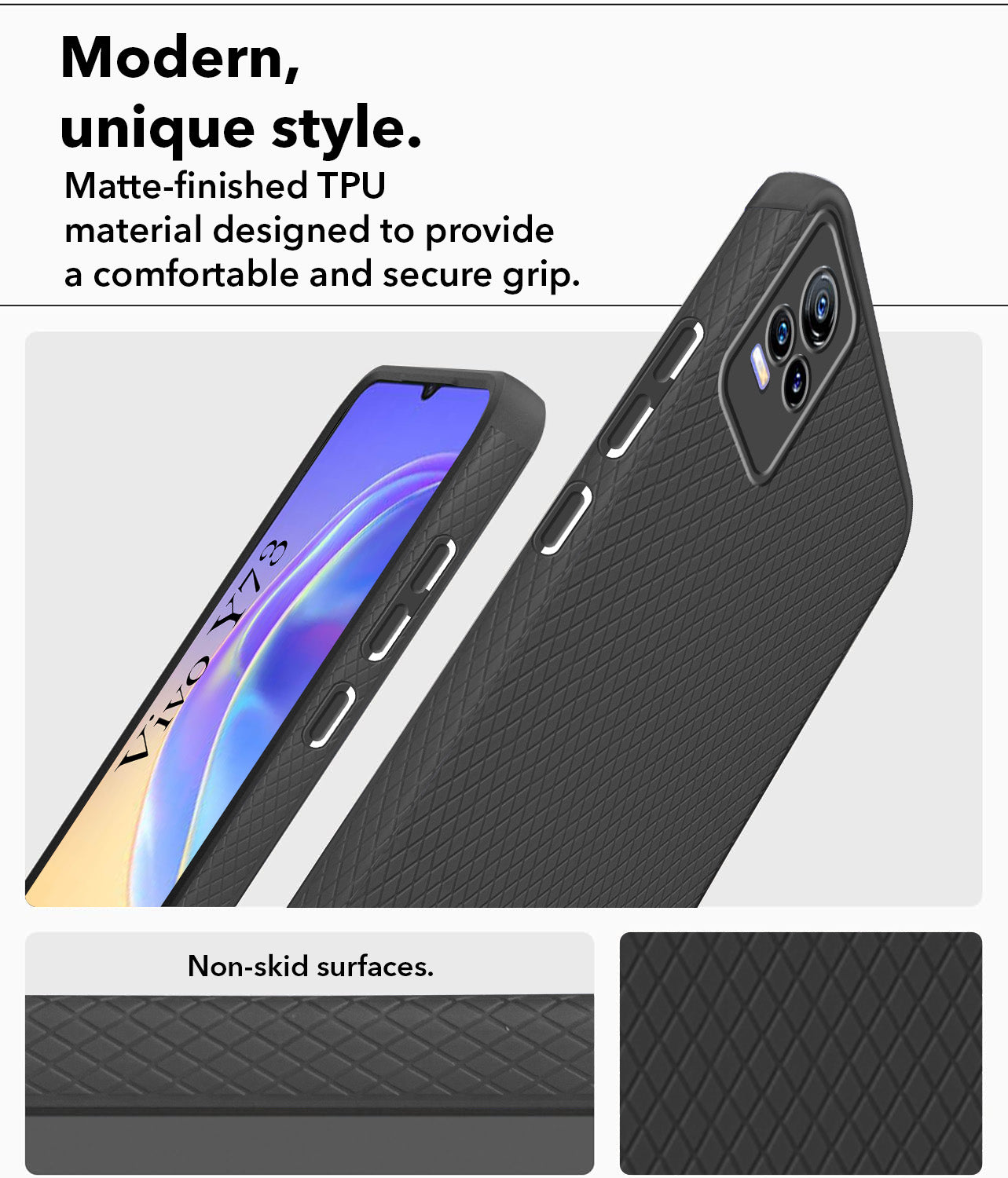 For Vivo Y73 Back Cover Case (Liquid Silicone | Side Grip | Camera Protection)