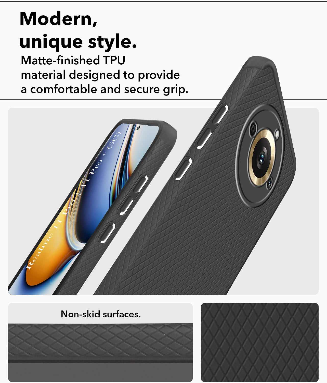 For Realme 11 Pro 5G | 11 Pro Plus Back Cover Case (Liquid Silicone | Side Grip | Camera Protection)