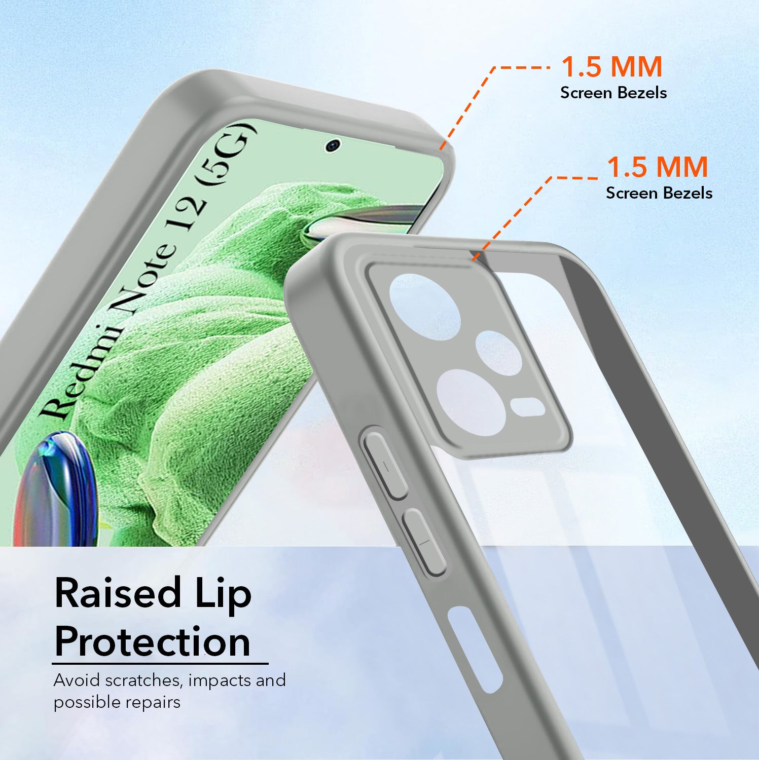 For Redmi Note 12 5G  Back Cover Case Ultra-Hybrid (Lifetime Anti Yellow | Anti Scratch | Crystal Clear Shockproof)