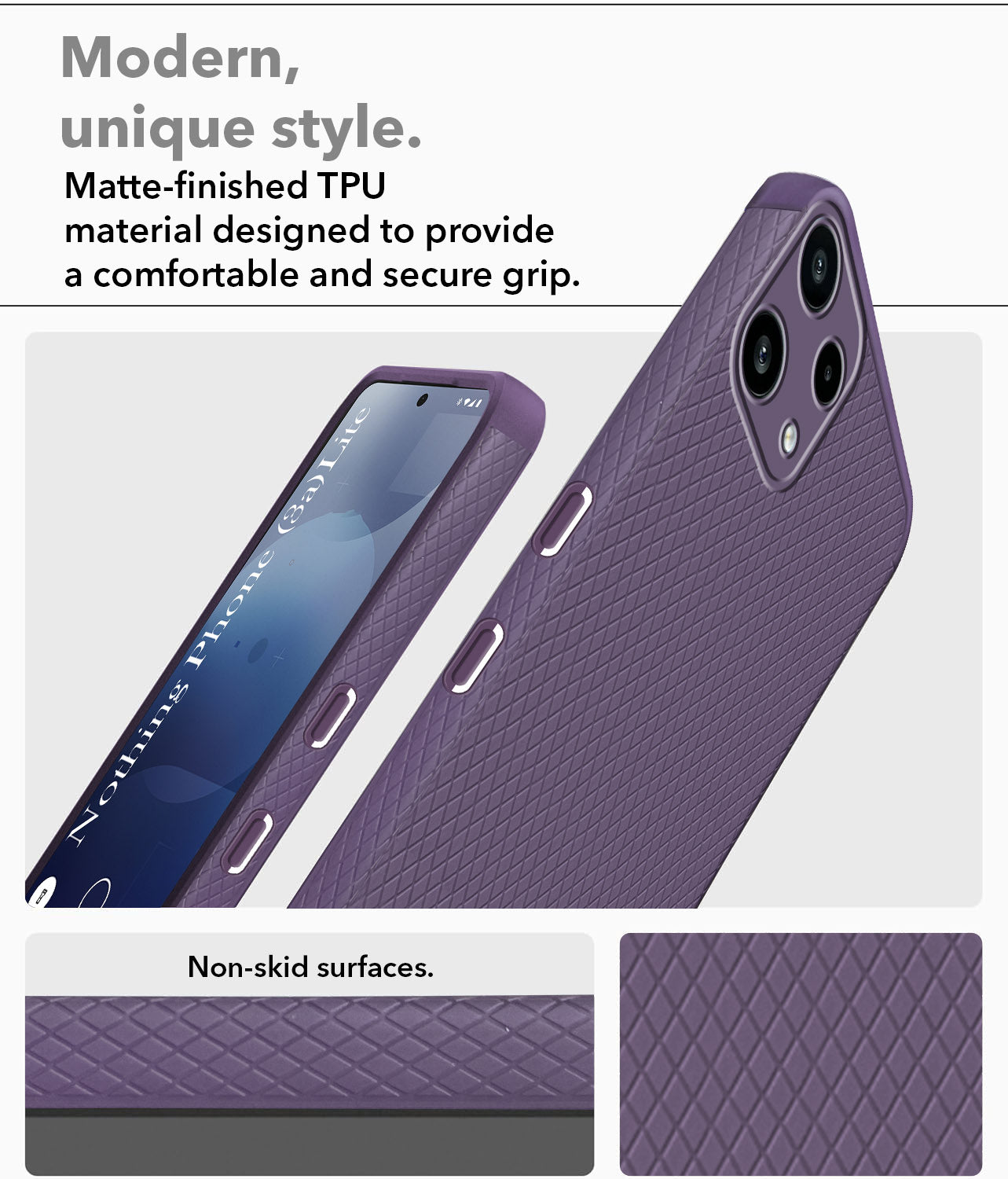 For Nothing Phone 3A Lite Back Cover Case Liquid Silicone (Camera Protection | Side Grip Texture | Soft and Flexible)