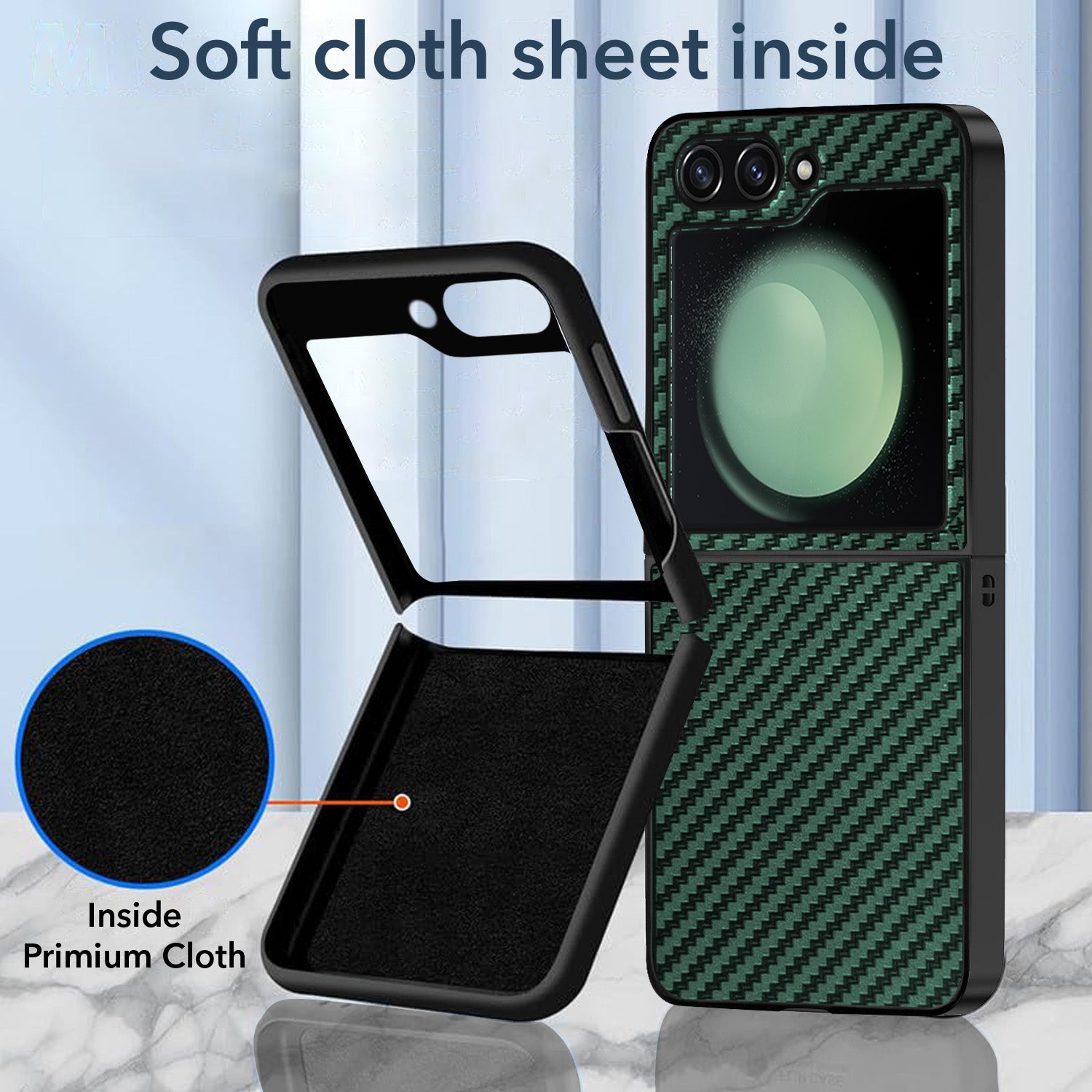 For Samsung Galaxy Z Flip 5 Back Flip Case Cover (Craft Printed Design | Hybrid Texture | Inside Microfiber Cloth)