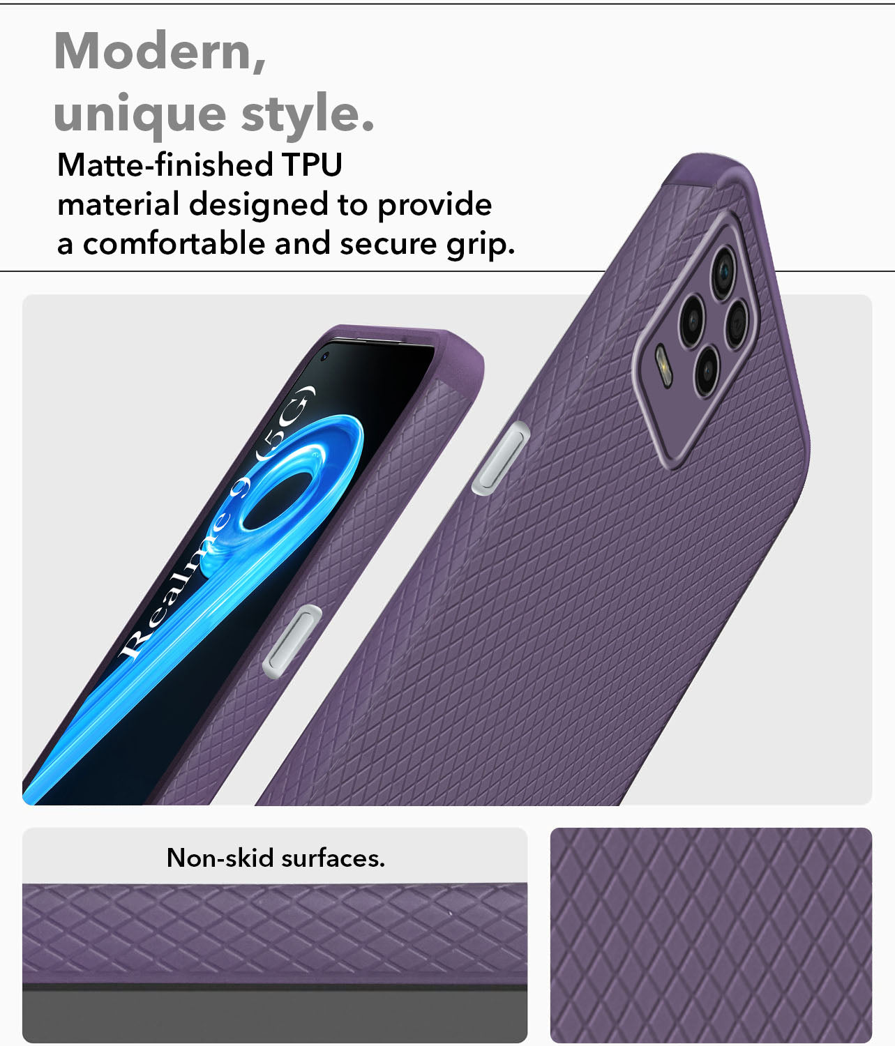 For Realme 9 5G Back Cover Case (Liquid Silicone | Side Grip | Camera Protection)