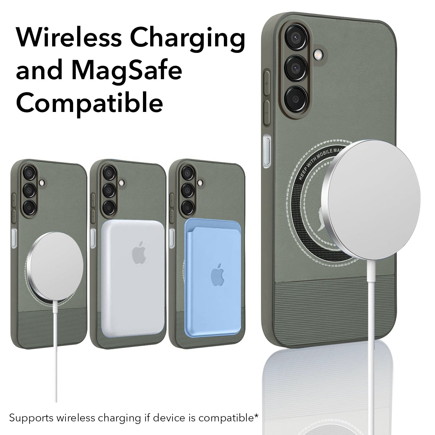 For Samsung Galaxy M15 5G  Back Cover Case PU Leather Finish (Professional Minimalist Texture | MagSafe Compatile | Camera Protection | Sleek Sober Formal)