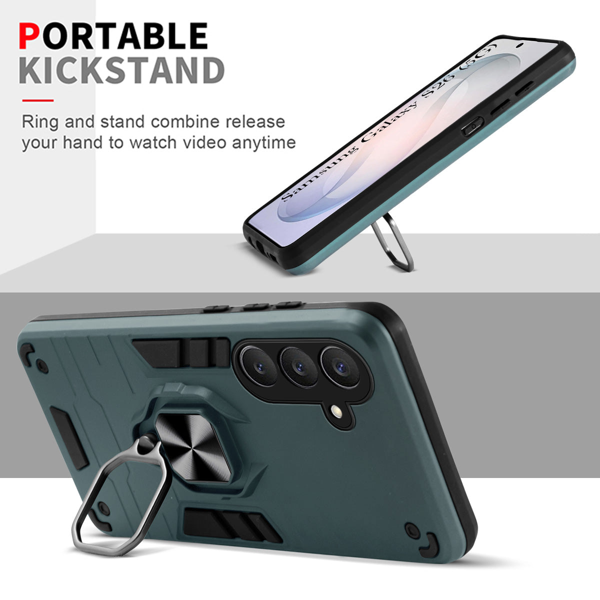 For Samsung Galaxy S26 5G Back Cover Case Hybrid Armor (Shockproof Dual Layer Polycarbonate |Ring Holder Kickstand)