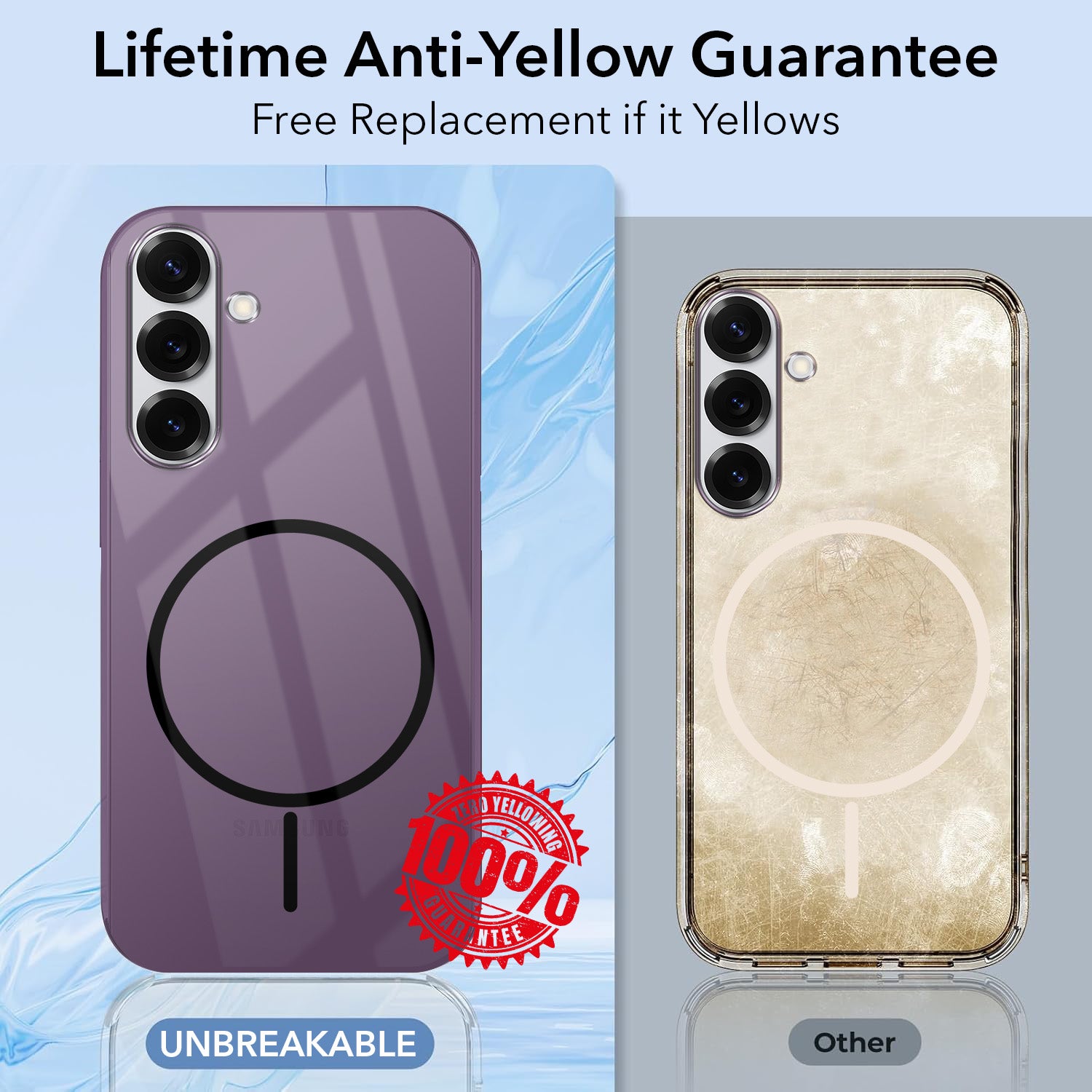 For Samsung Galaxy S25 Plus Back Cover Case Crystal Anti Yellow(MagSafe Wireless Charging Support |Camera Protection Bump)