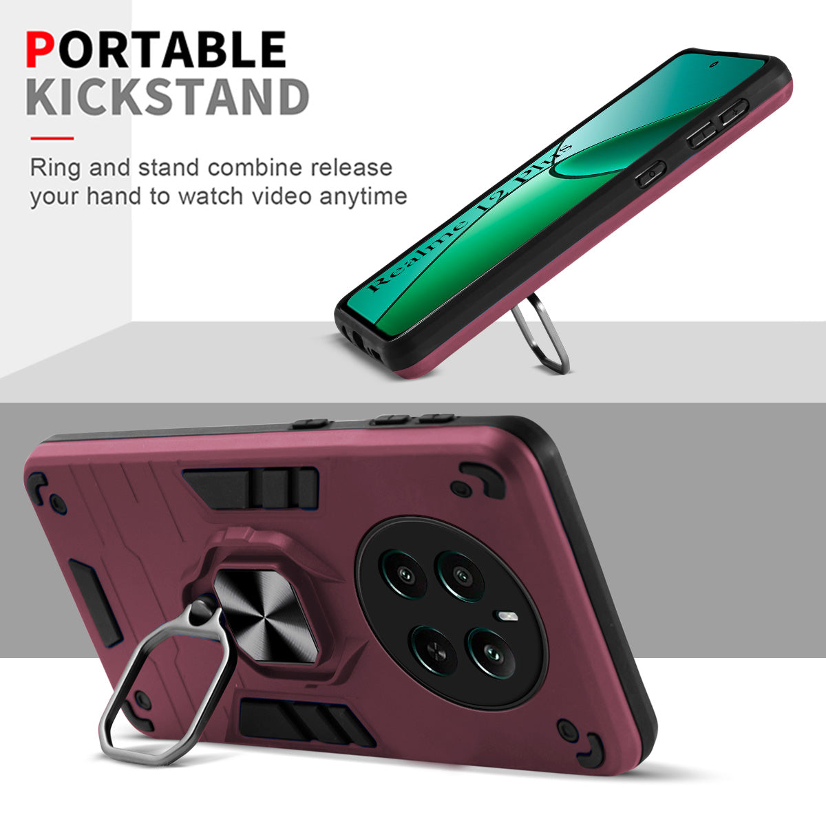 For Realme 12 Plus Back Cover Case (Shockproof Polycarbonate Dual Layer Hybrid Armor)