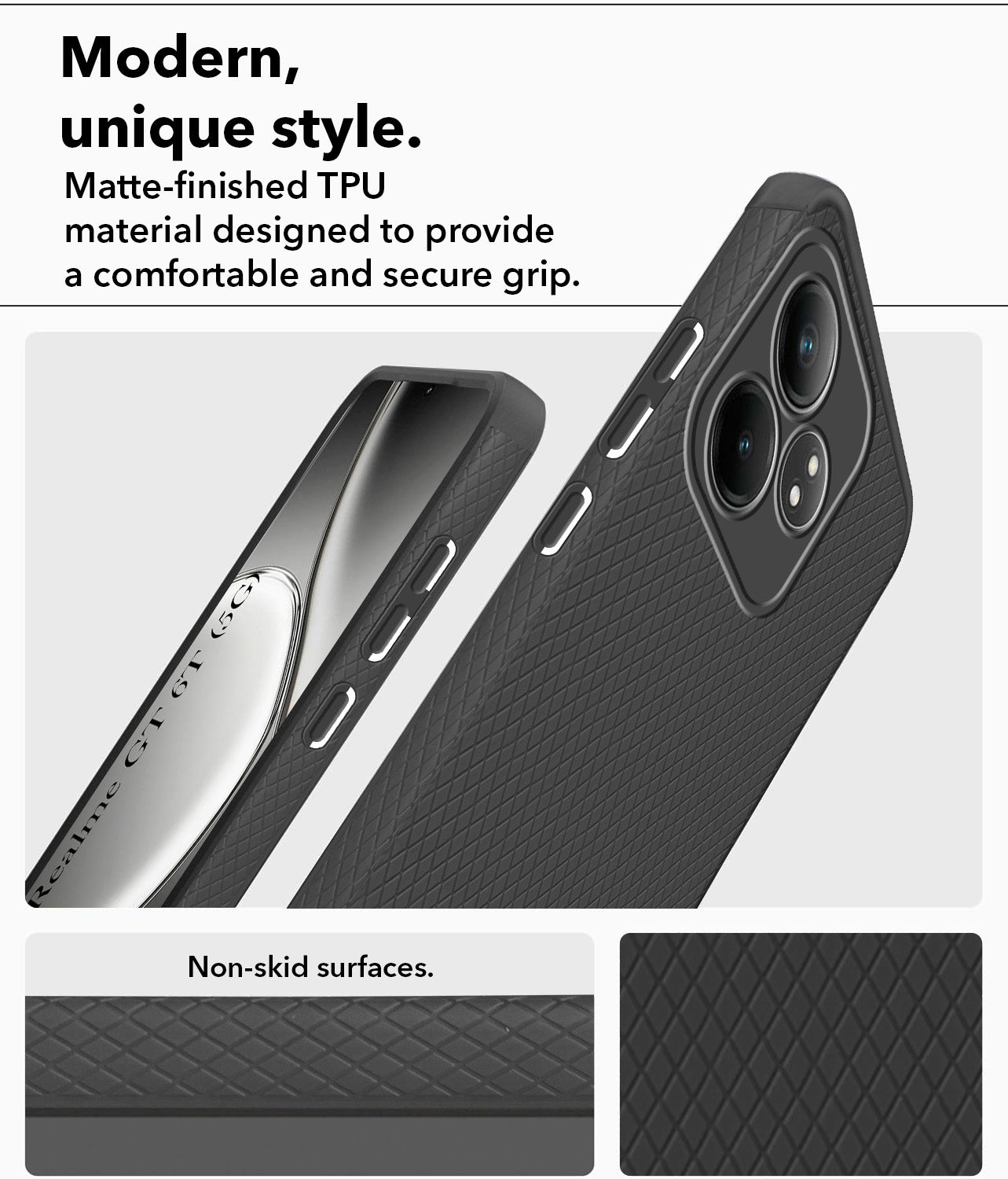 For Realme  GT 6 | GT 6T 5G Back Cover Case (Liquid Silicone | Side Grip | Camera Protection)