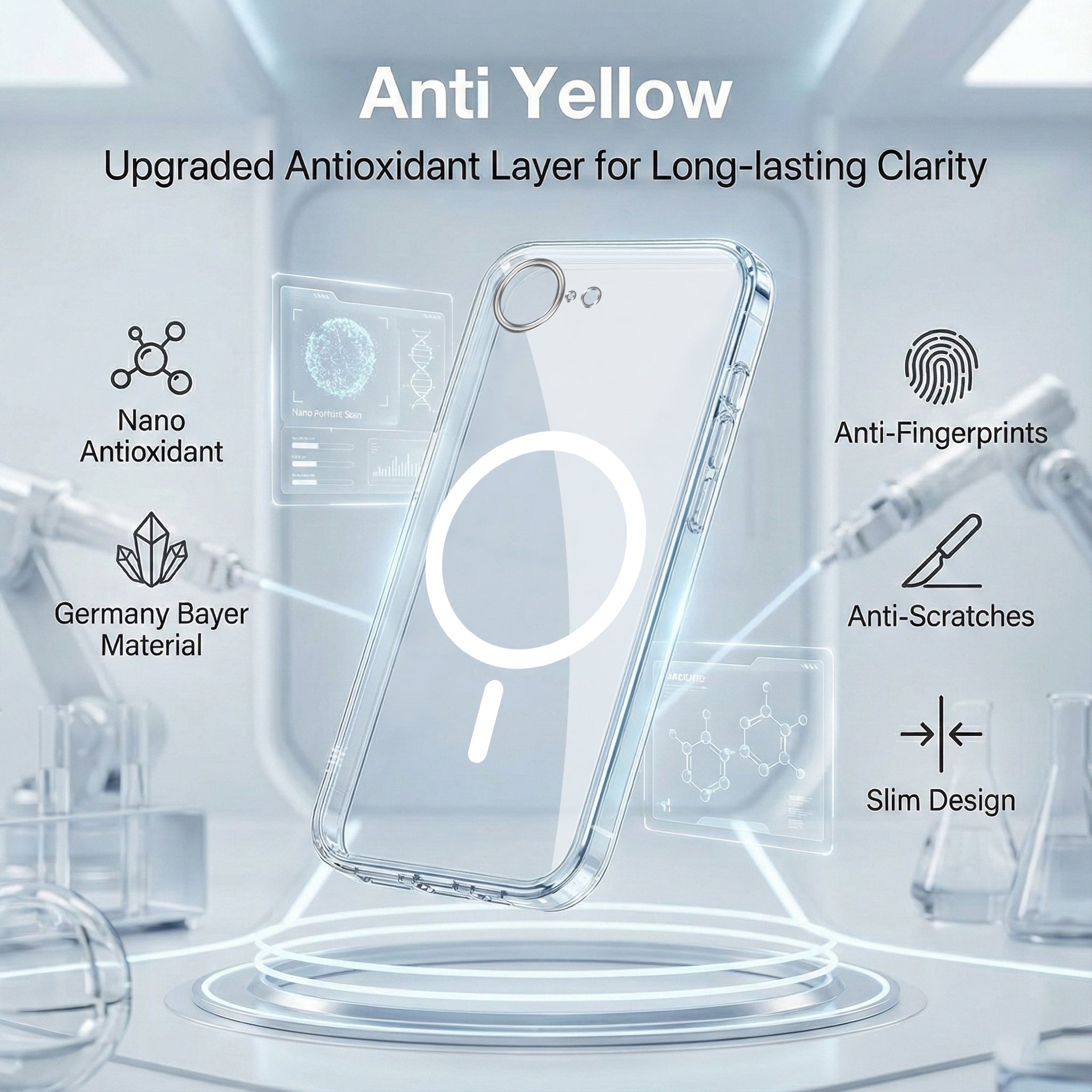 For Apple iPhone 16e | iPhone 17e Back Cover Shockproof Crystal-Clear (MagSafe Wireless Support | Drop & Camera Protection | Hard Polycarbonate)