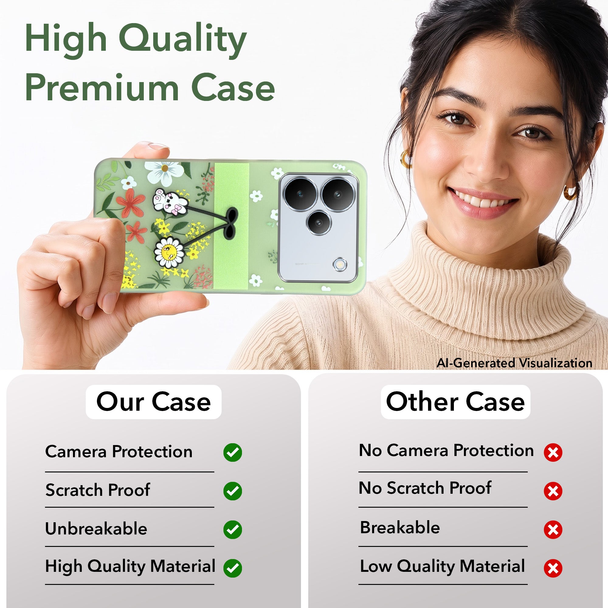For Realme P4 Back Cover Case (3D Cute Cartoons | Hard Back Side Soft | Matte Premium Finish | HD Printing)