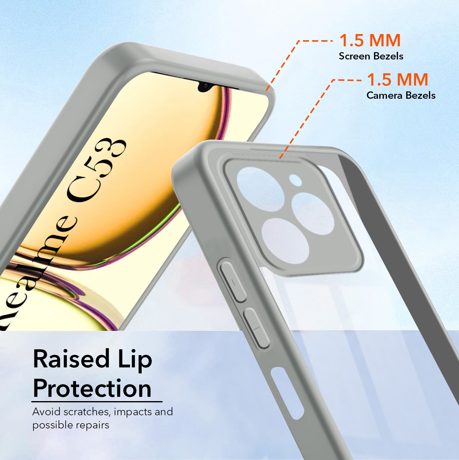 For Realme C53 Back Cover Case Ultra-Hybrid (Lifetime Anti Yellow | Anti Scratch | Crystal Clear Shockproof)