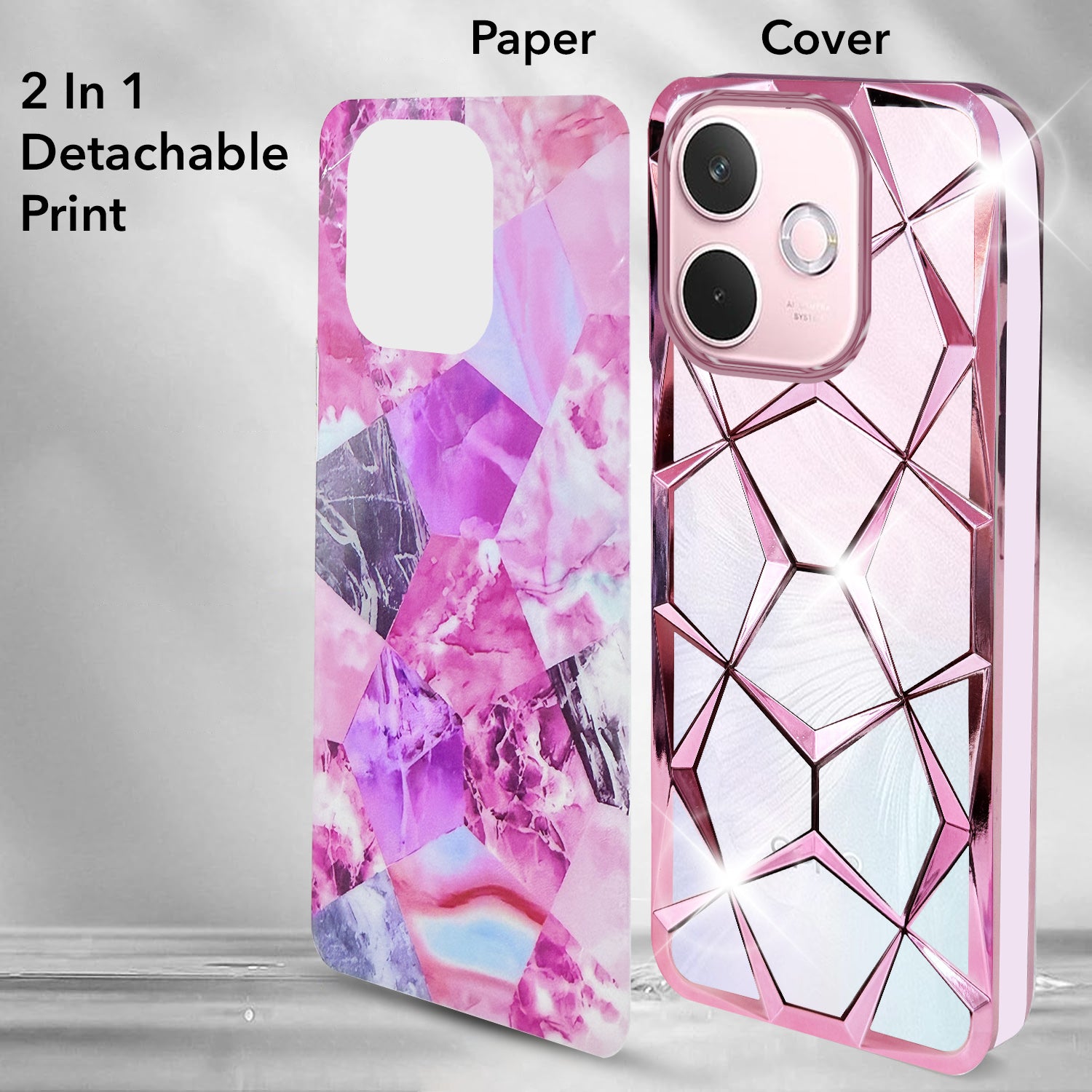 For Oppo A5 Pro Back Cover Case Dual Design Glitter Sparkle and
