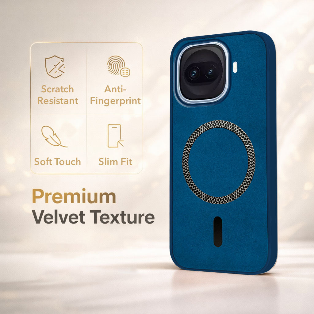For Vivo iQOO 15R 5G Back Cover Case Leather Finish (MagSafe Compatible Wireless Charging | Soft Touch | Camera Bump Protection)