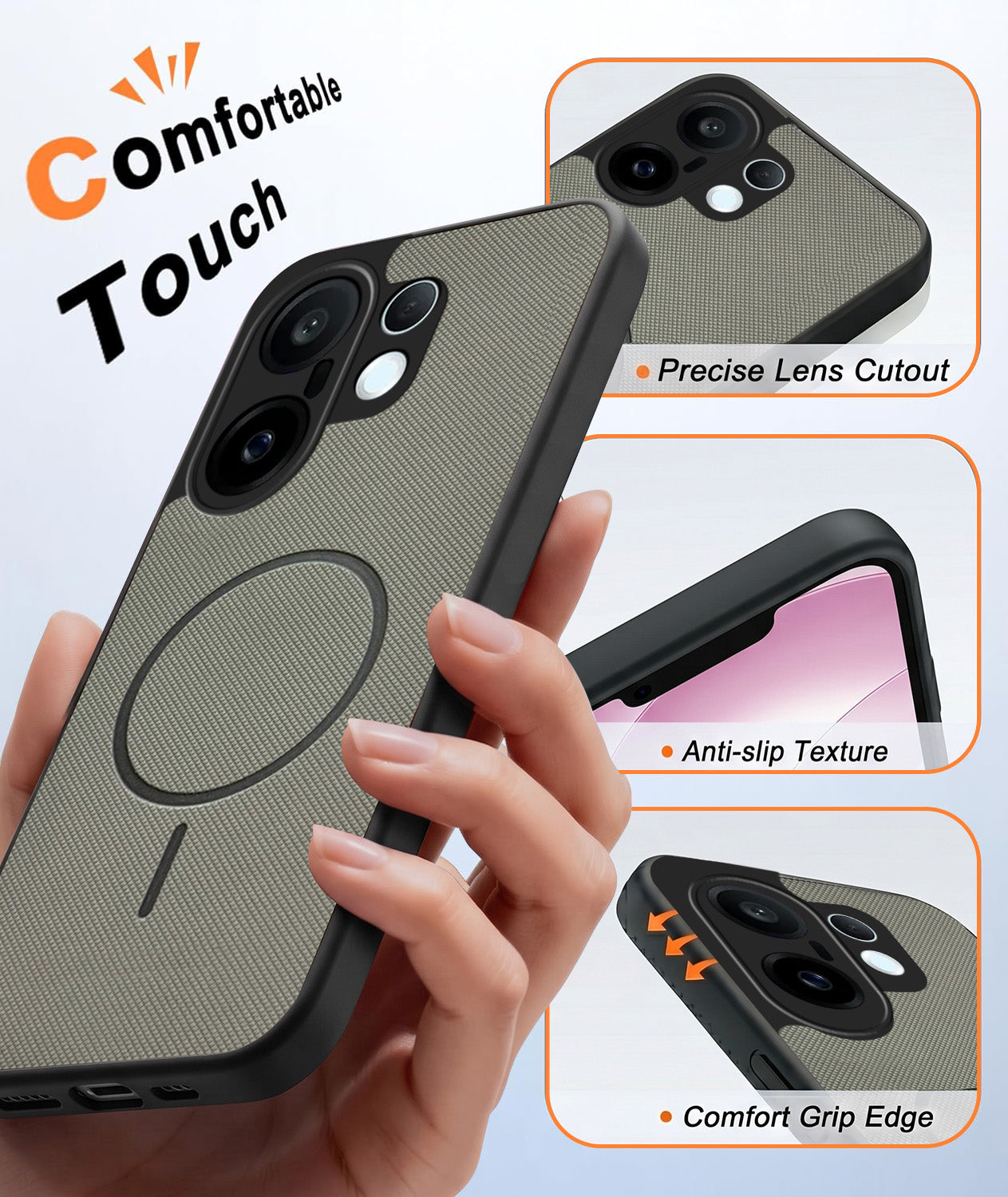 For Vivo X200 FE Back Cover Case PU Leather (Texture Grip Design | Professional Minimalist | Camera Protection | Soft and Flexible)