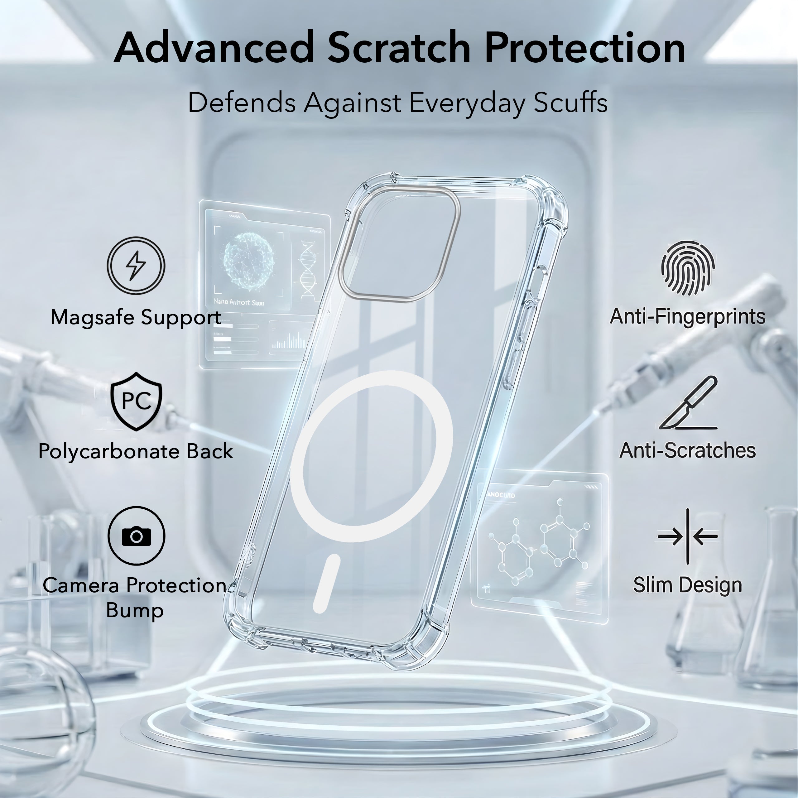 For Apple iPhone 14 Pro Max Back Cover Shockproof Crystal-Clear (Magsafe Wireless Support | Drop & Camera Protection | Hard Polycarbonate)