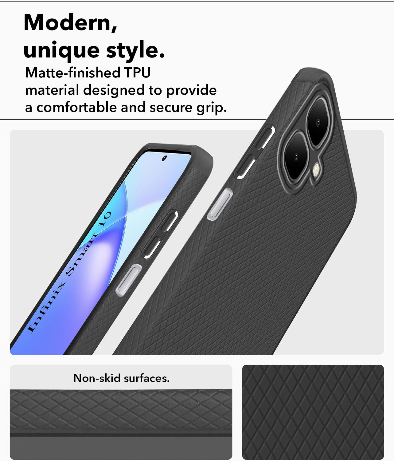 For Infinix Smart 10 Back Cover Case (Liquid Silicone | Side Grip | Camera Protection)