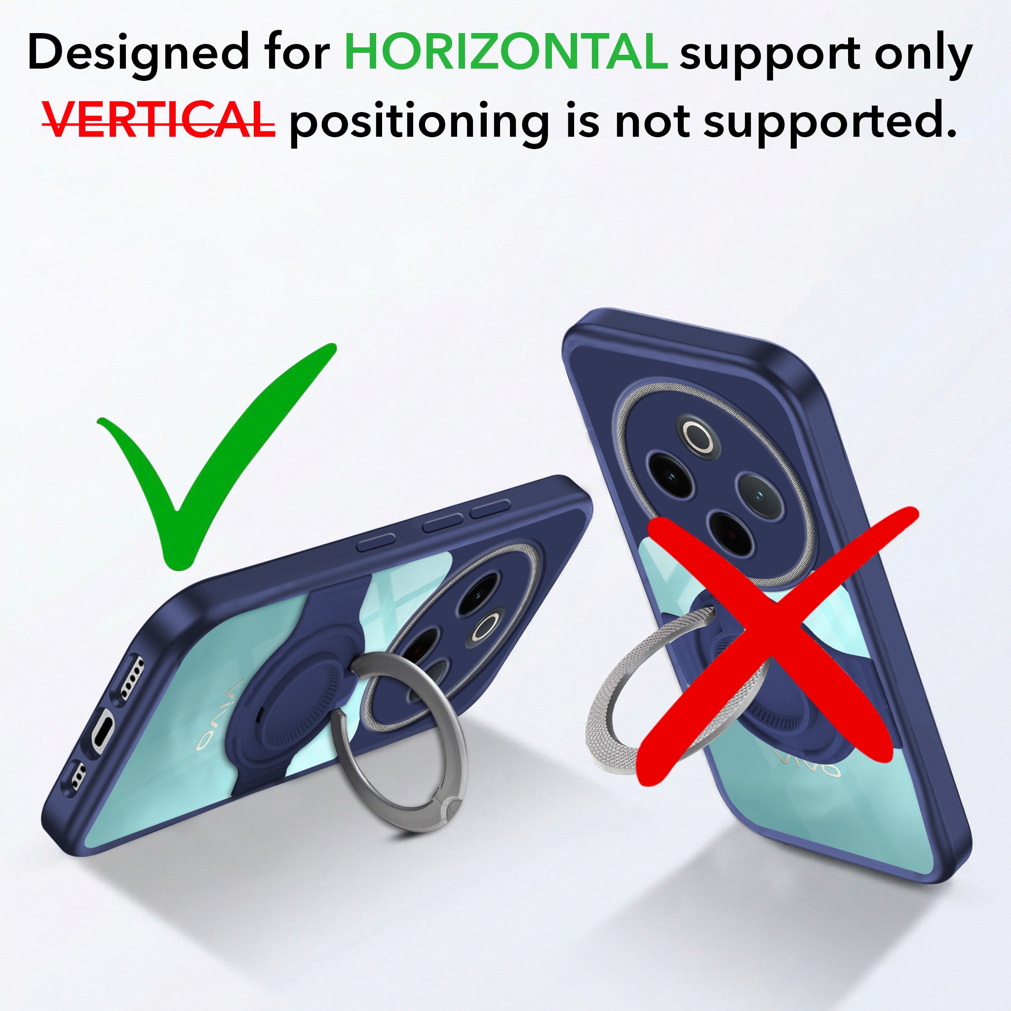 For Vivo T4 Back Cover Case with stand (Built-in Ring Holder Kickstand | Lifetime Anti Yellow | Camera Protection)