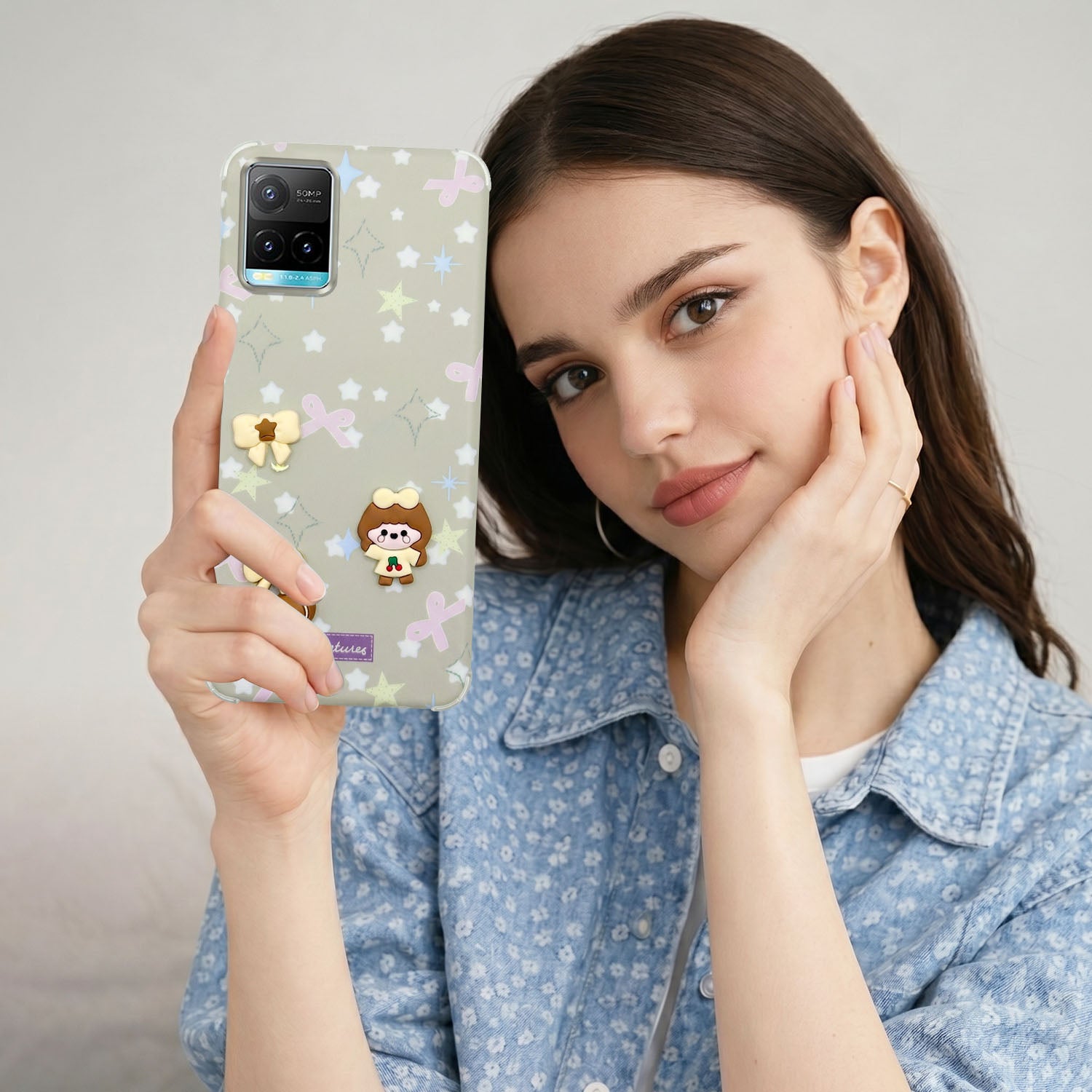 For Vivo Y33s Back Cover Case (3D Cute Cartoons | Hard Back Side Soft | Matte Premium Finish | HD Printing)