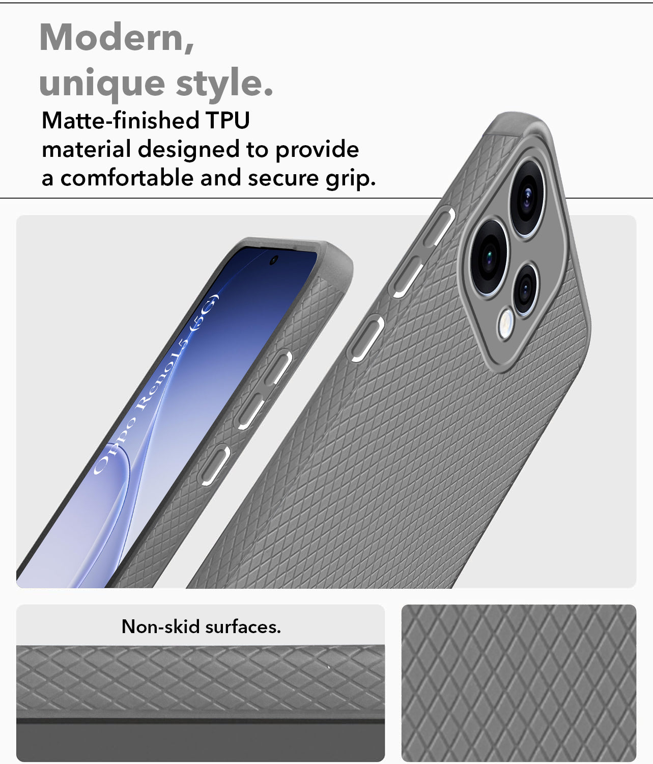 For Oppo Reno15 5G | Oppo Reno 15 5G Back Cover Case Liquid Silicone (Camera Protection | Side Grip Texture | Soft and Flexible)