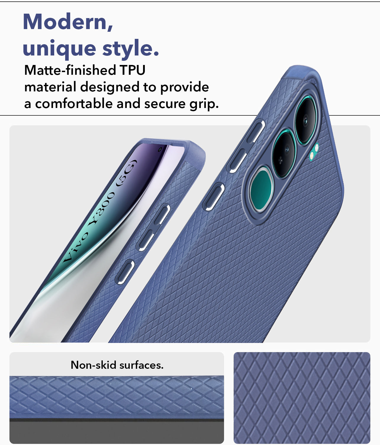 For Vivo Y300 Back Cover Case (Liquid Silicone | Side Grip | Camera Protection)