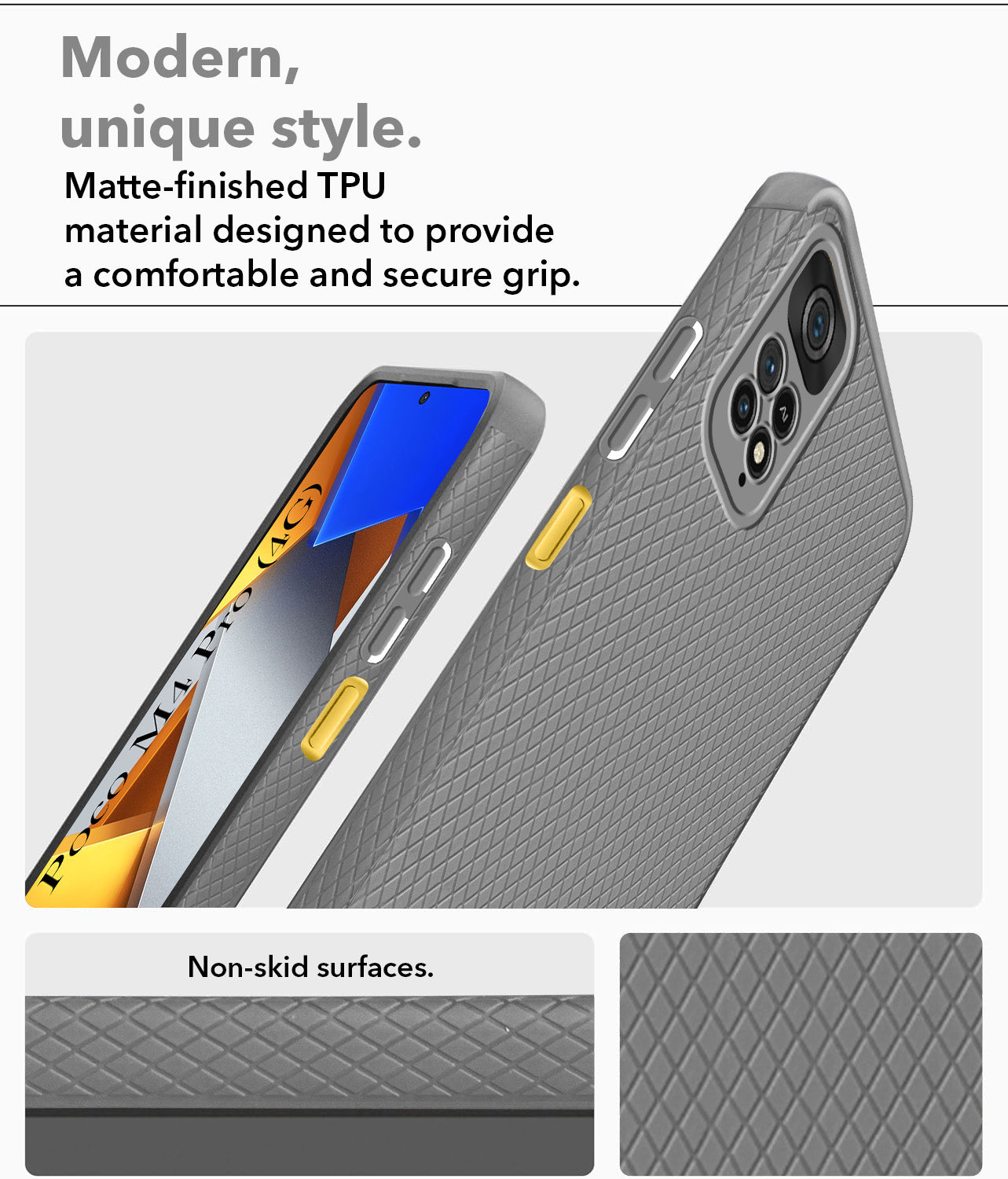 For Poco M4 Pro 4G Back Cover Case (Liquid Silicone | Side Grip | Camera Protection)