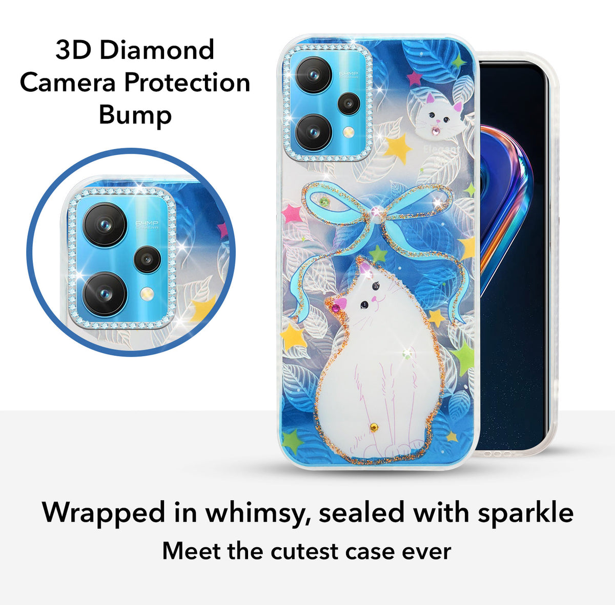 For Realme 9 Pro Back Cover Case (Luxury Floral Glitter Cute Butterfly | Diamond Studded Camera Bump | Girls & Women Design)
