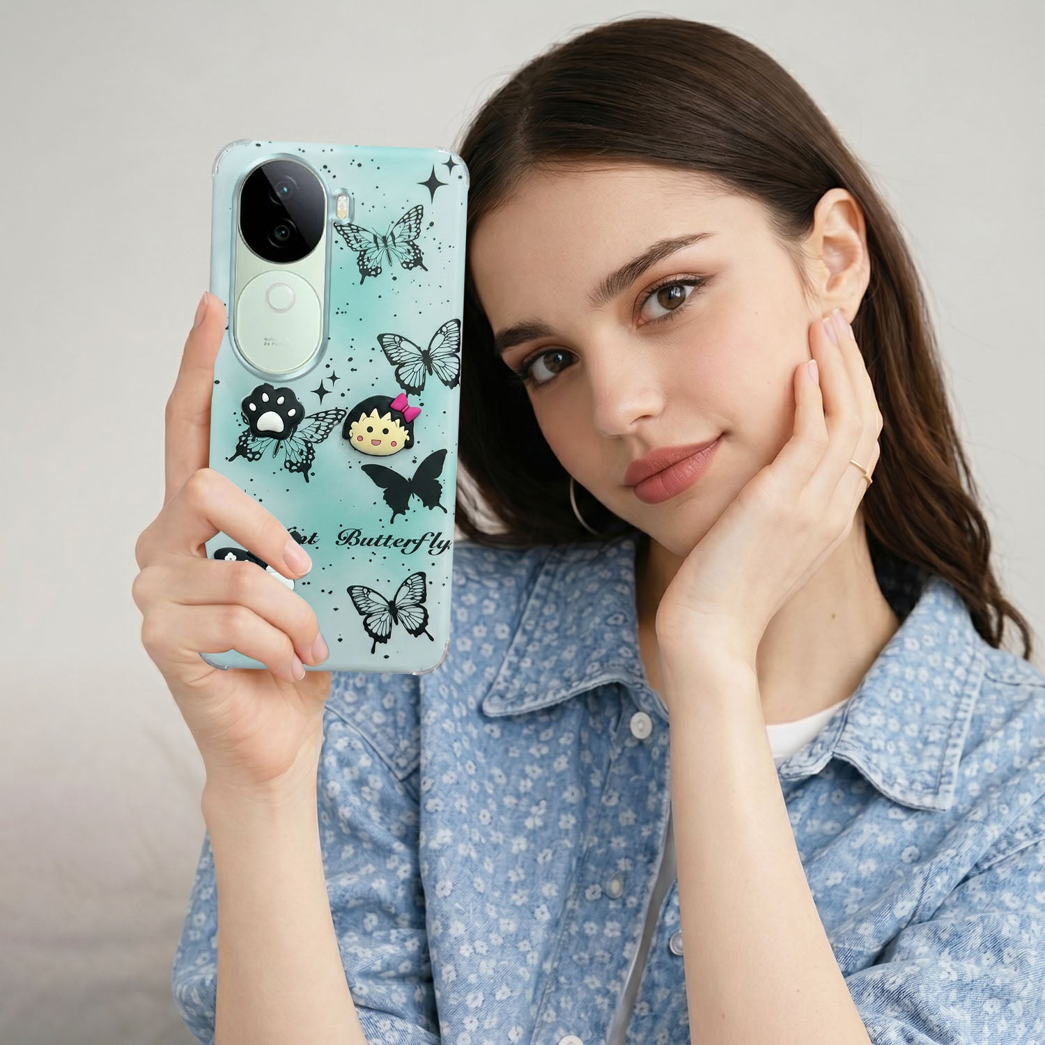 For Vivo V40e Back Cover Case (3D Cute Cartoons | Hard Back Side Soft | Matte Premium Finish | HD Printing)