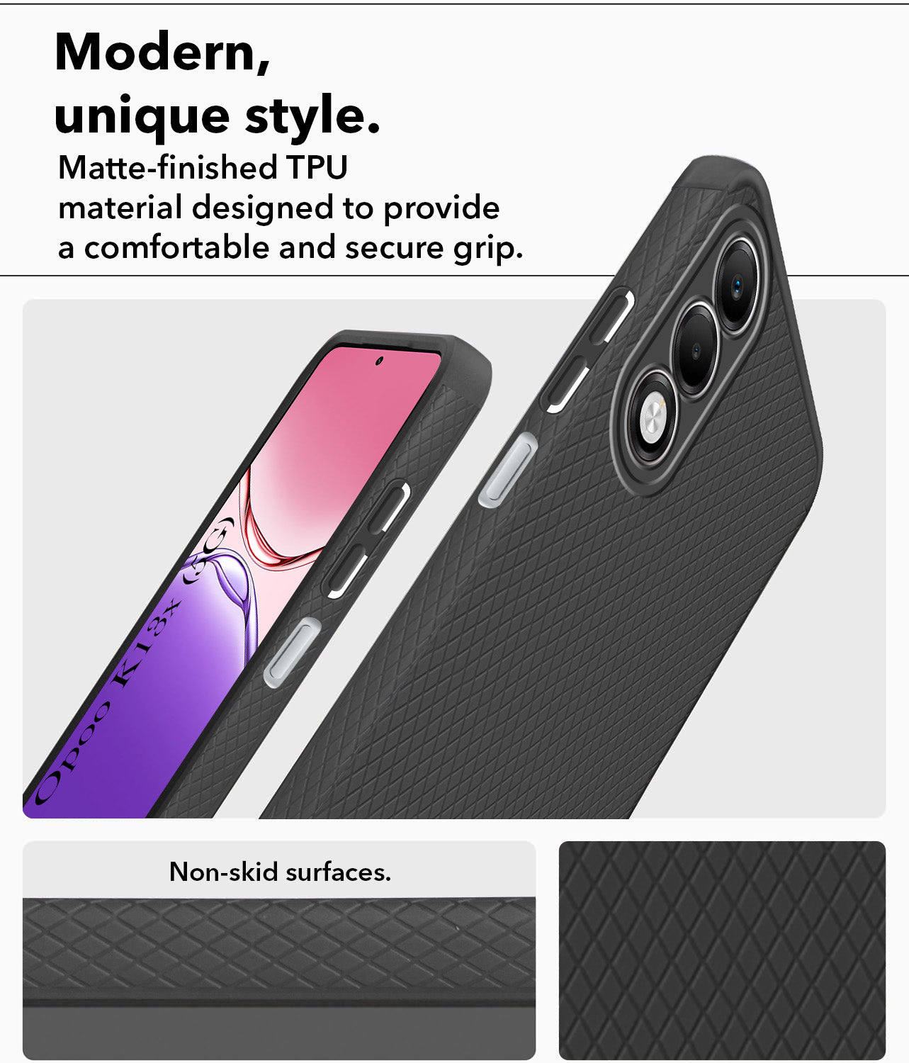 For Oppo K13X Back Cover Case Liquid Silicone (Camera Protection | Side Grip Texture | Soft and Flexible)