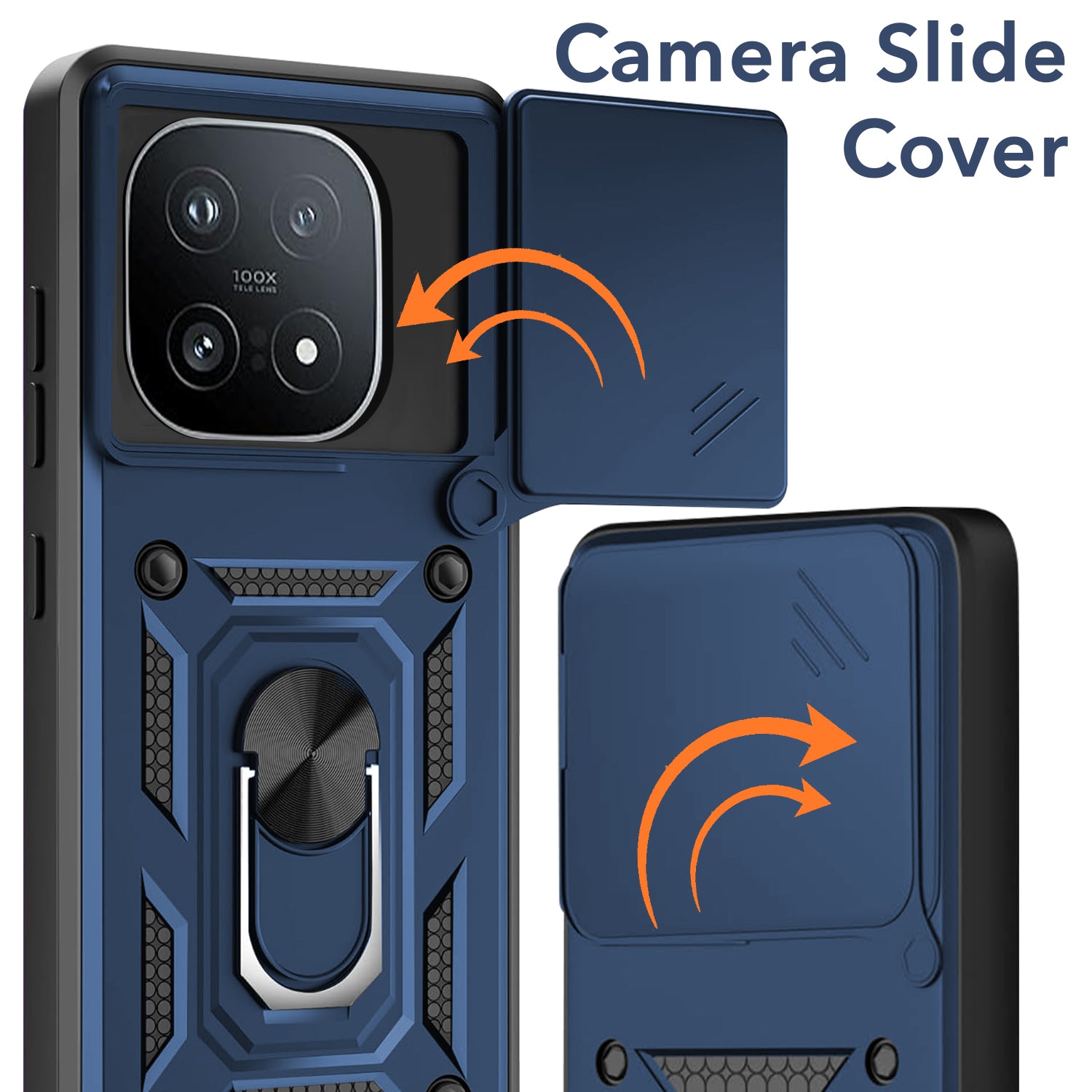 For Vivo iQOO 15 5G Back Cover Case Hybrid Armor (Sliding Shutter Camera Protection | Polycarbonate |Ring Holder Kickstand)
