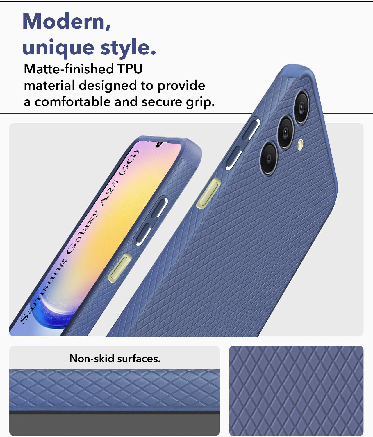 For Samsung Galaxy A25 5G  Back Cover Case (Liquid Silicone | Side Grip | Camera Protection)