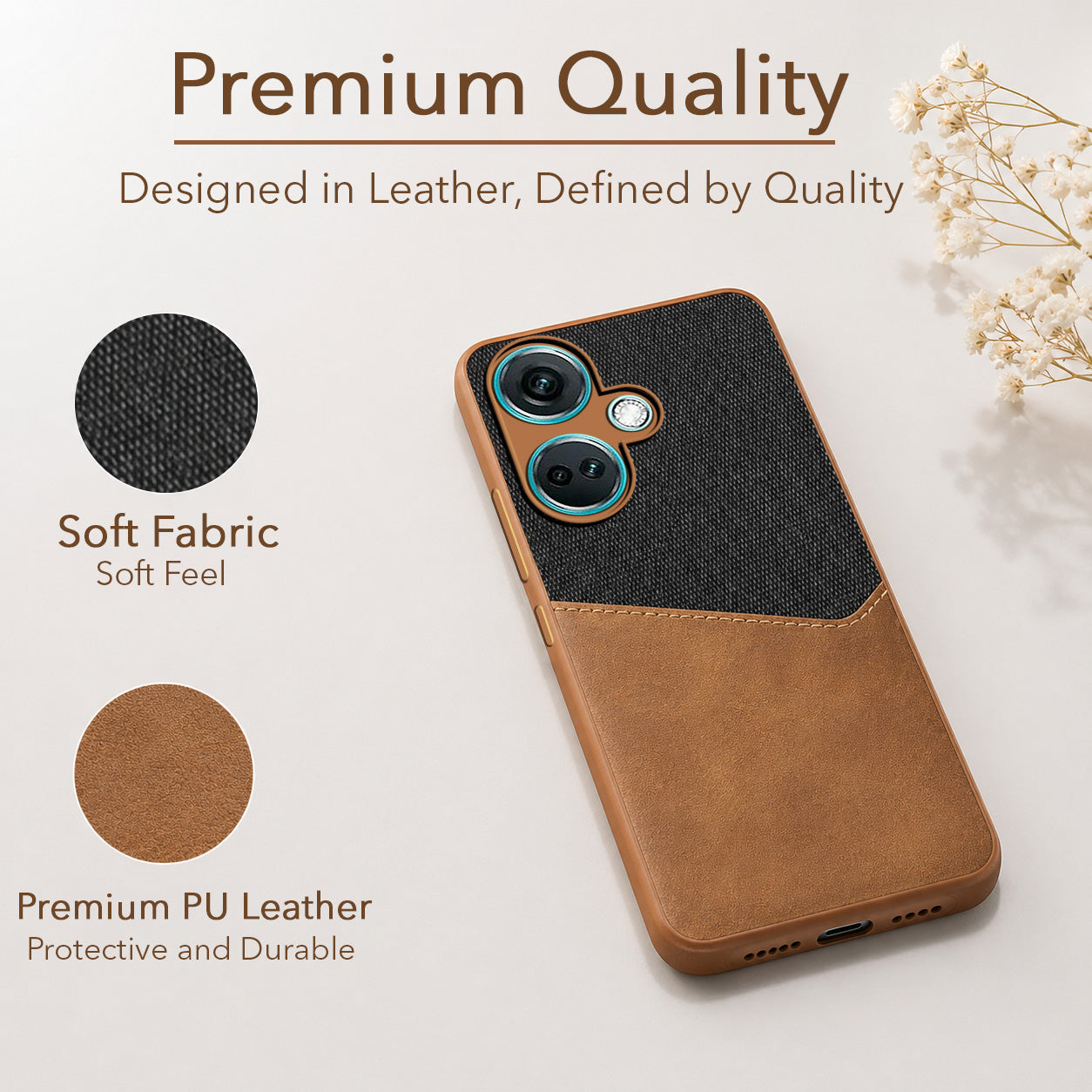 For Oneplus Nord CE 3 Back Cover Case  (Dual PU Leather Stitch | Professional Minimalist | Soft and Flexible)
