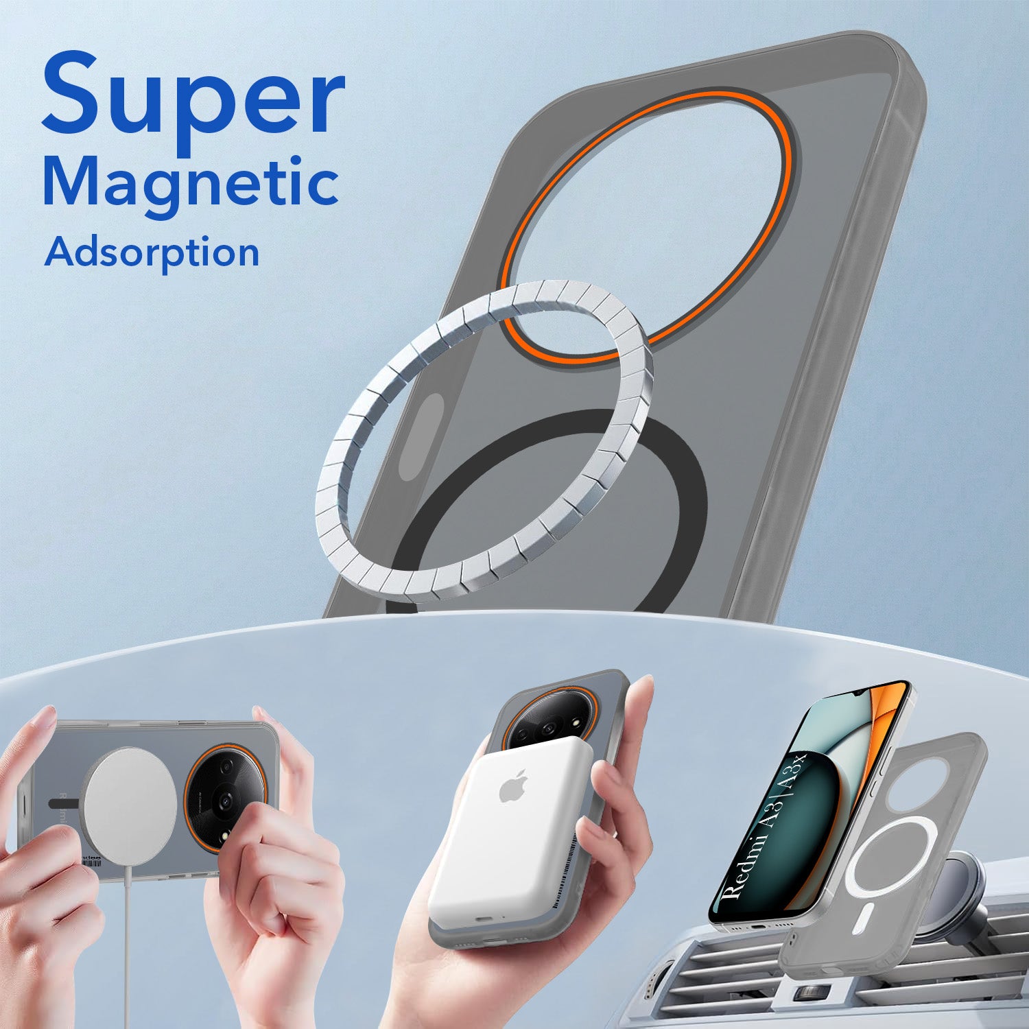 For Redmi A3 2024 | Redmi A3x Back Cover Case (Soft Touch | Camera Bump Protection | MagSafe Compatible | Matte Finish)