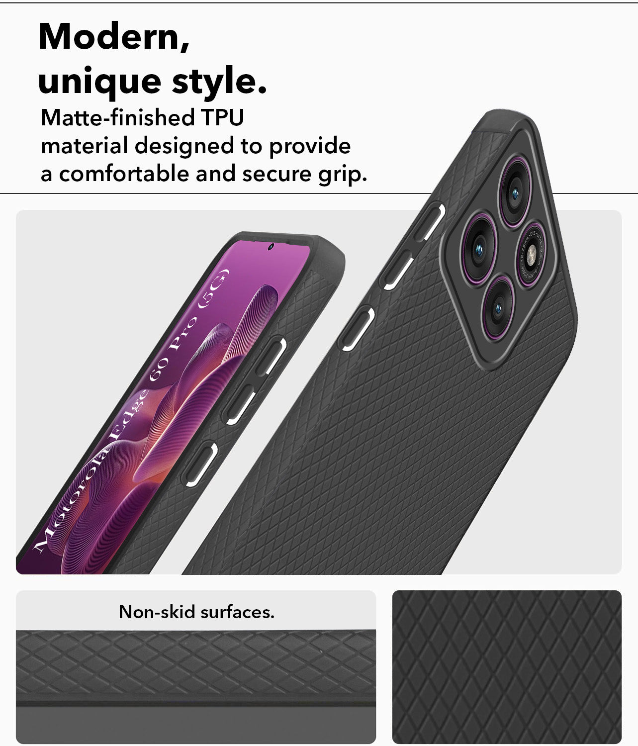 For Motorola Moto Edge 60 Pro Back Cover Case (Liquid Silicone | Side Grip | Camera Protection)