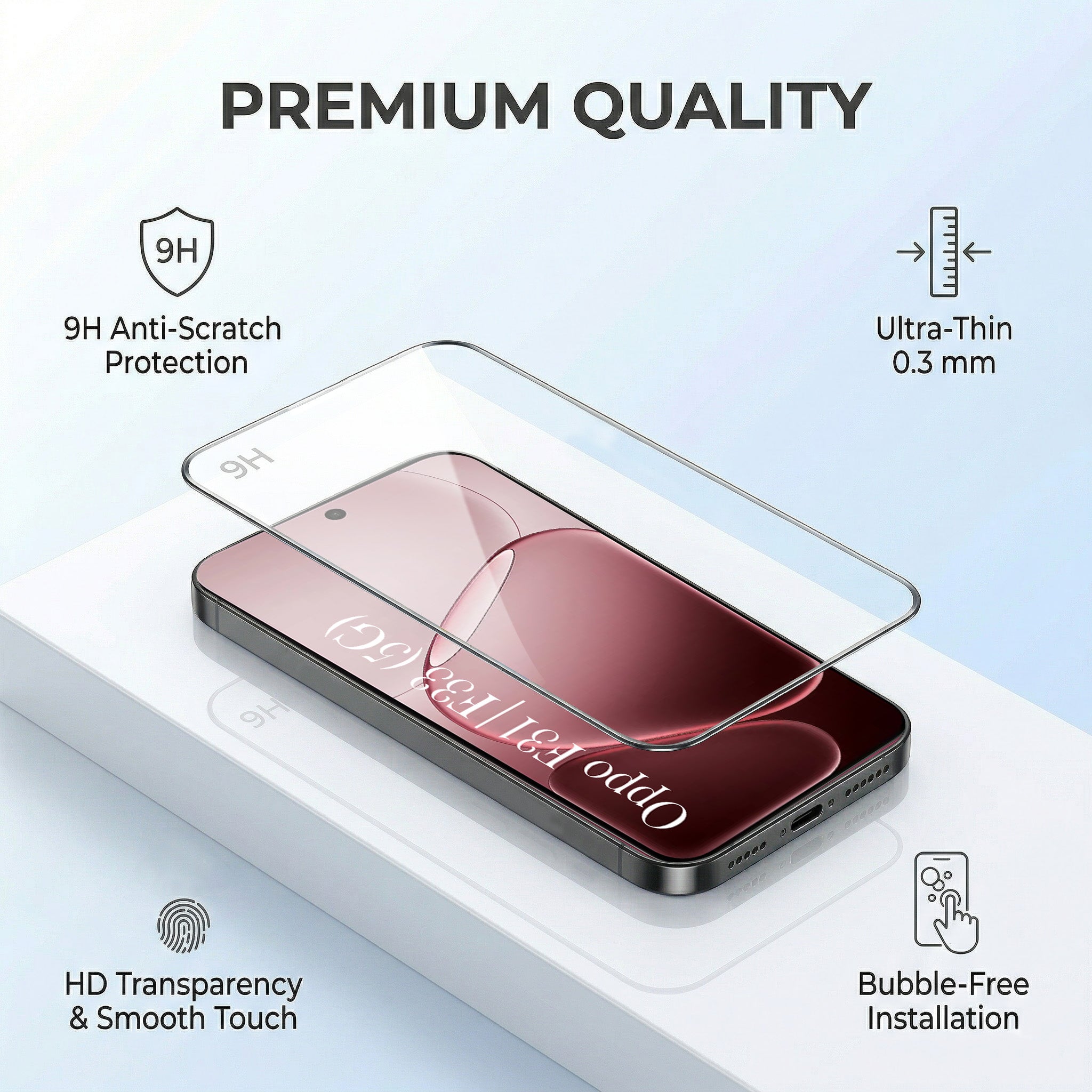 For Oppo F31 5G | Oppo F33 5G Combo with Back Cover and 9H Tempered Glass (Textured Grip Design | Micro-Fiber Cloth Inside | Oleophobic Coating Screen Glass)