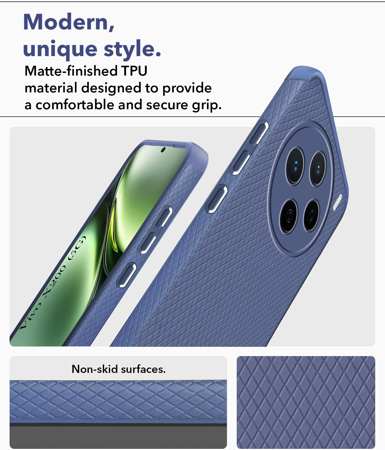 For Vivo X200 5G Back Cover Case (Liquid Silicone | Side Grip | Camera Protection)