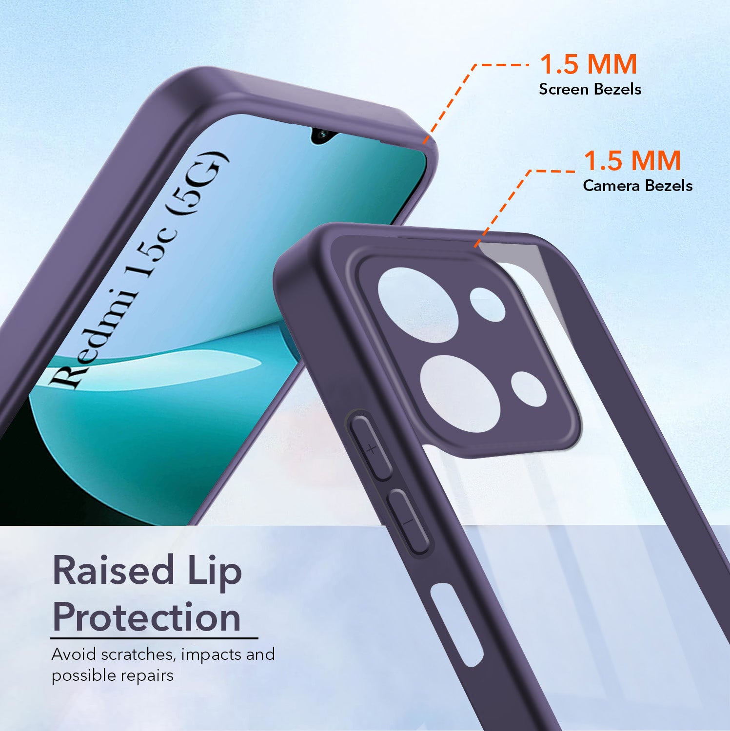 For Redmi 15C Back Cover Case Ultra-Hybrid (Lifetime Anti Yellow | Anti Scratch | Crystal Clear Shockproof)