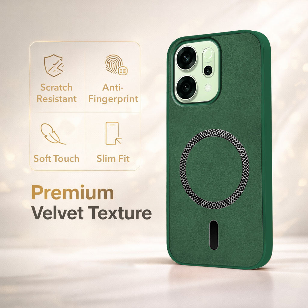 For Oppo Reno14 5G | Oppo Reno 14 5G Back Cover Case Leather Finish (MagSafe Compatible Wireless Charging | Soft Touch | Camera Bump Protection)