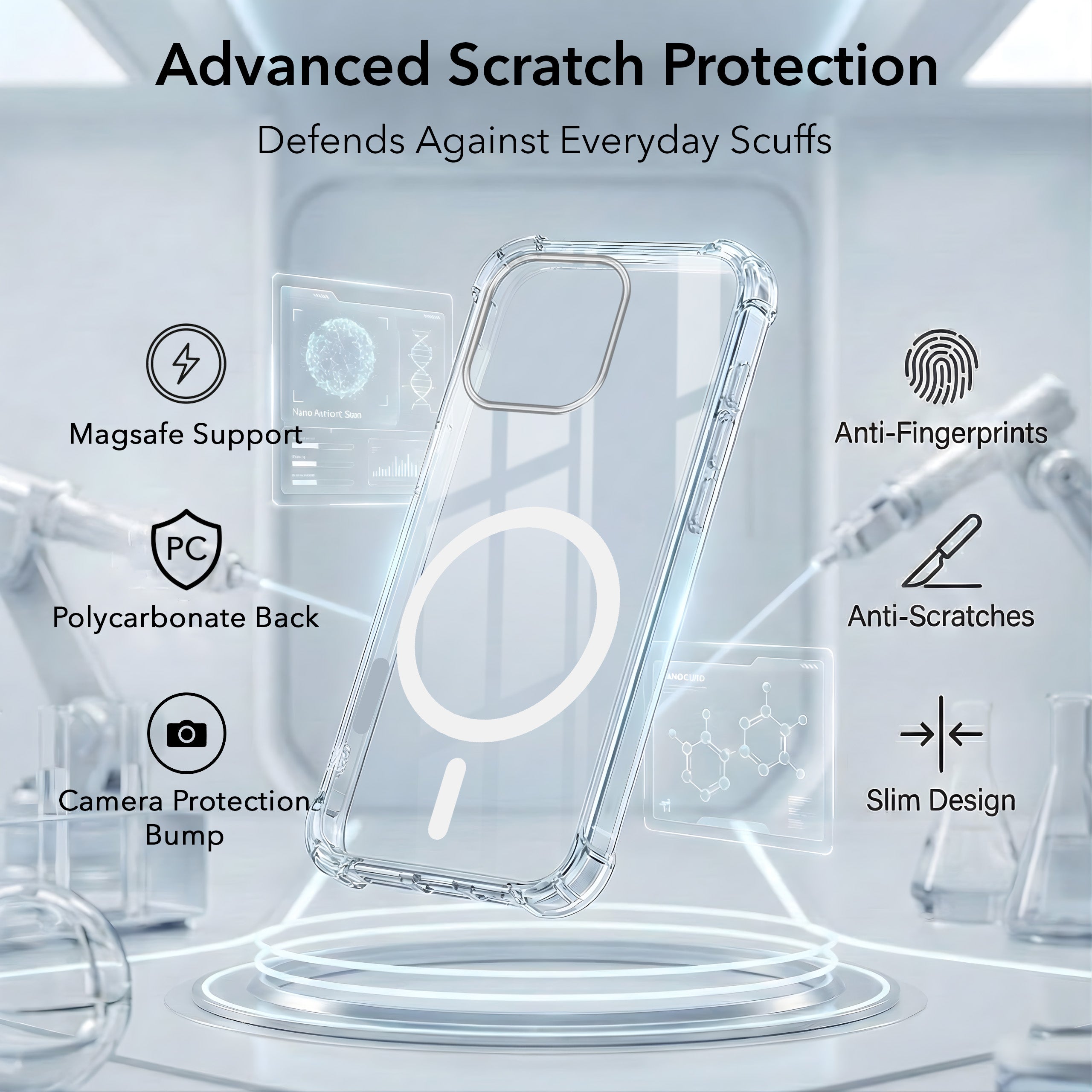 For Apple iPhone 16 Pro Max Back Cover Shockproof Crystal-Clear (Magsafe Wireless Support | Drop & Camera Protection | Hard Polycarbonate)