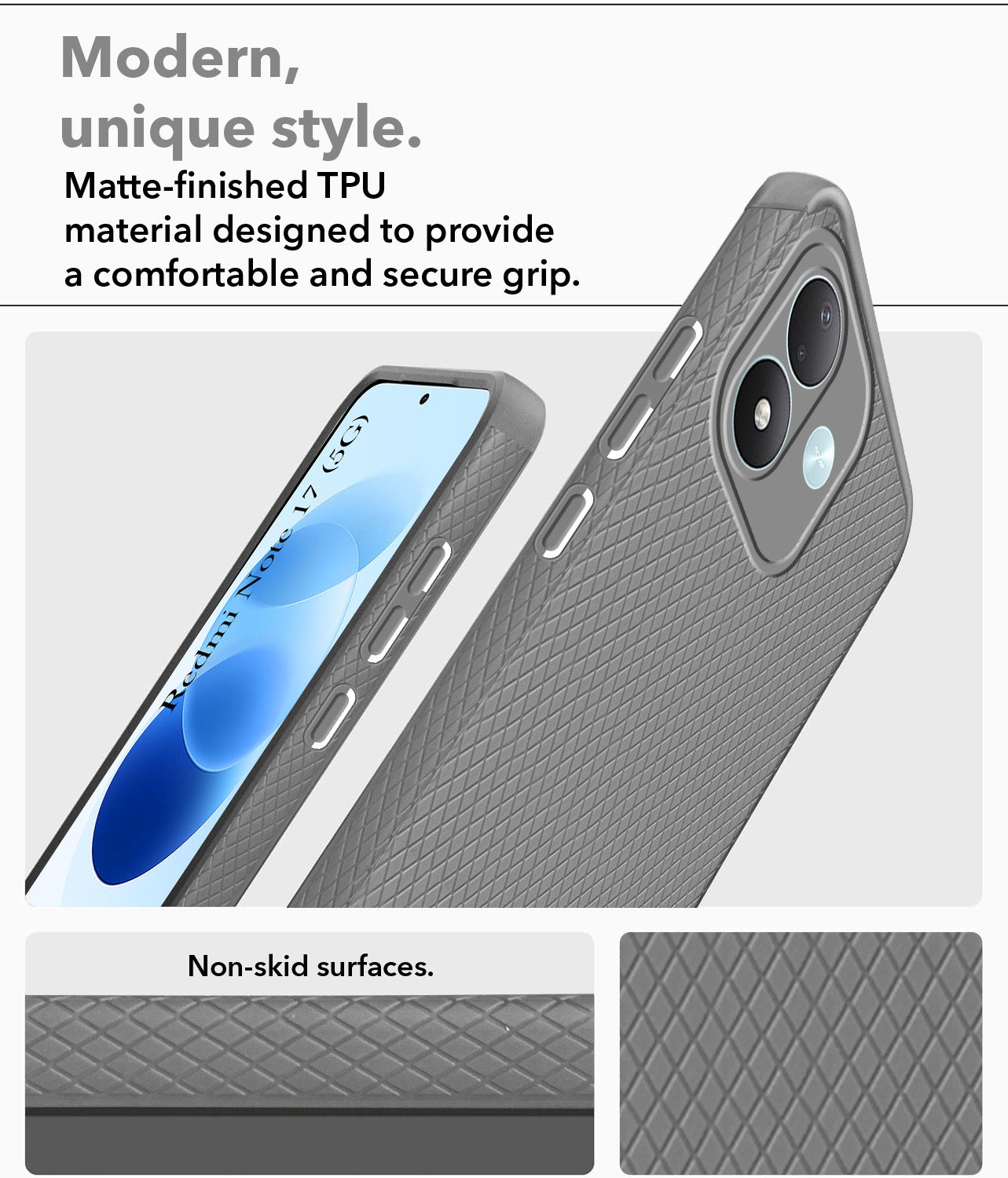 For Redmi Note 17 5G Back Cover Case Liquid Silicone (Camera Protection | Side Grip Texture | Soft and Flexible)