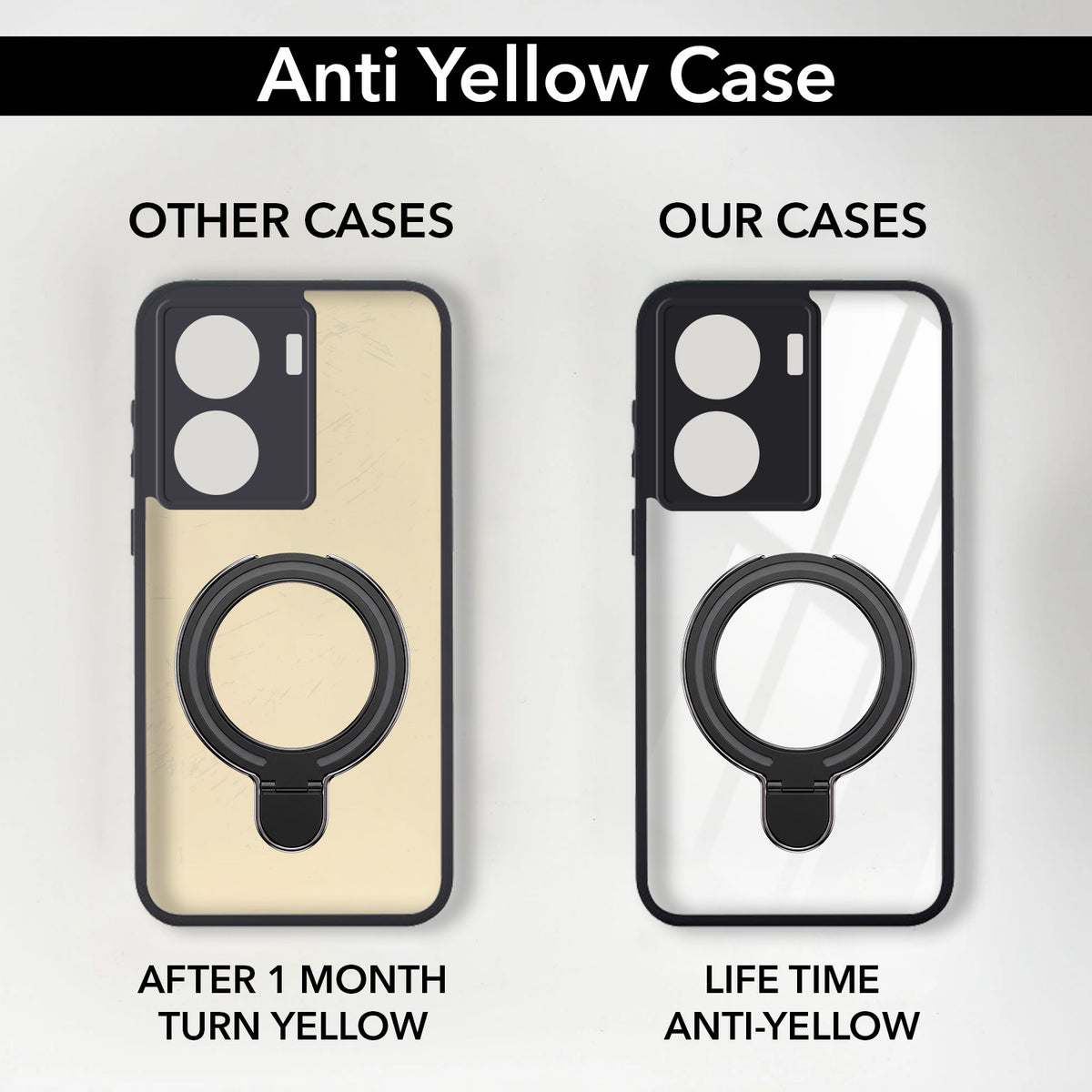 For Vivo IQOO Z7 5G Back Cover Case (Kick Stand Ring Holder | Life time Anti Yellow | Camera Protection)