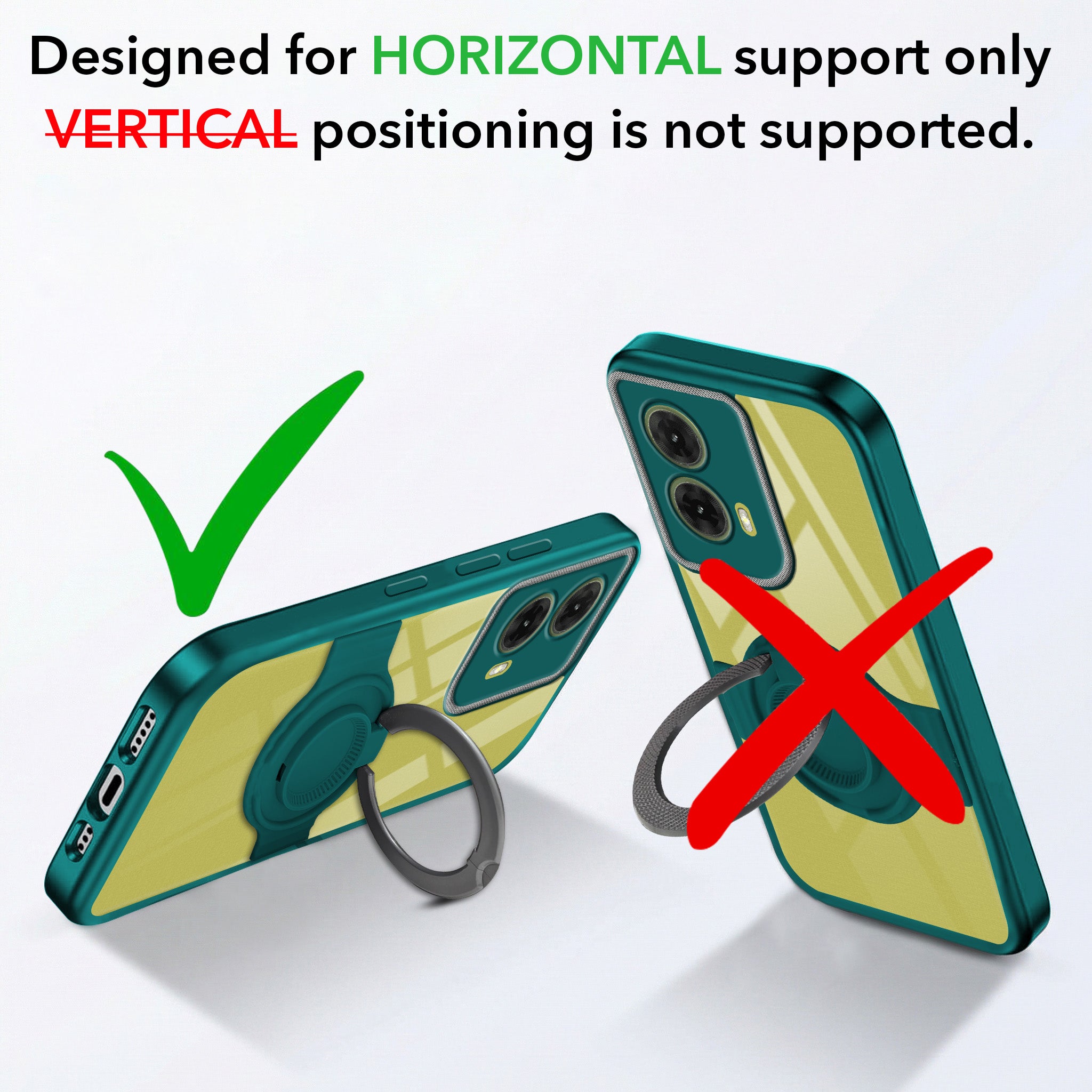 For Motorola Moto G85 5G Back Cover Case with stand (Built-in Ring Holder Kickstand | Lifetime Anti Yellow | Camera Protection)