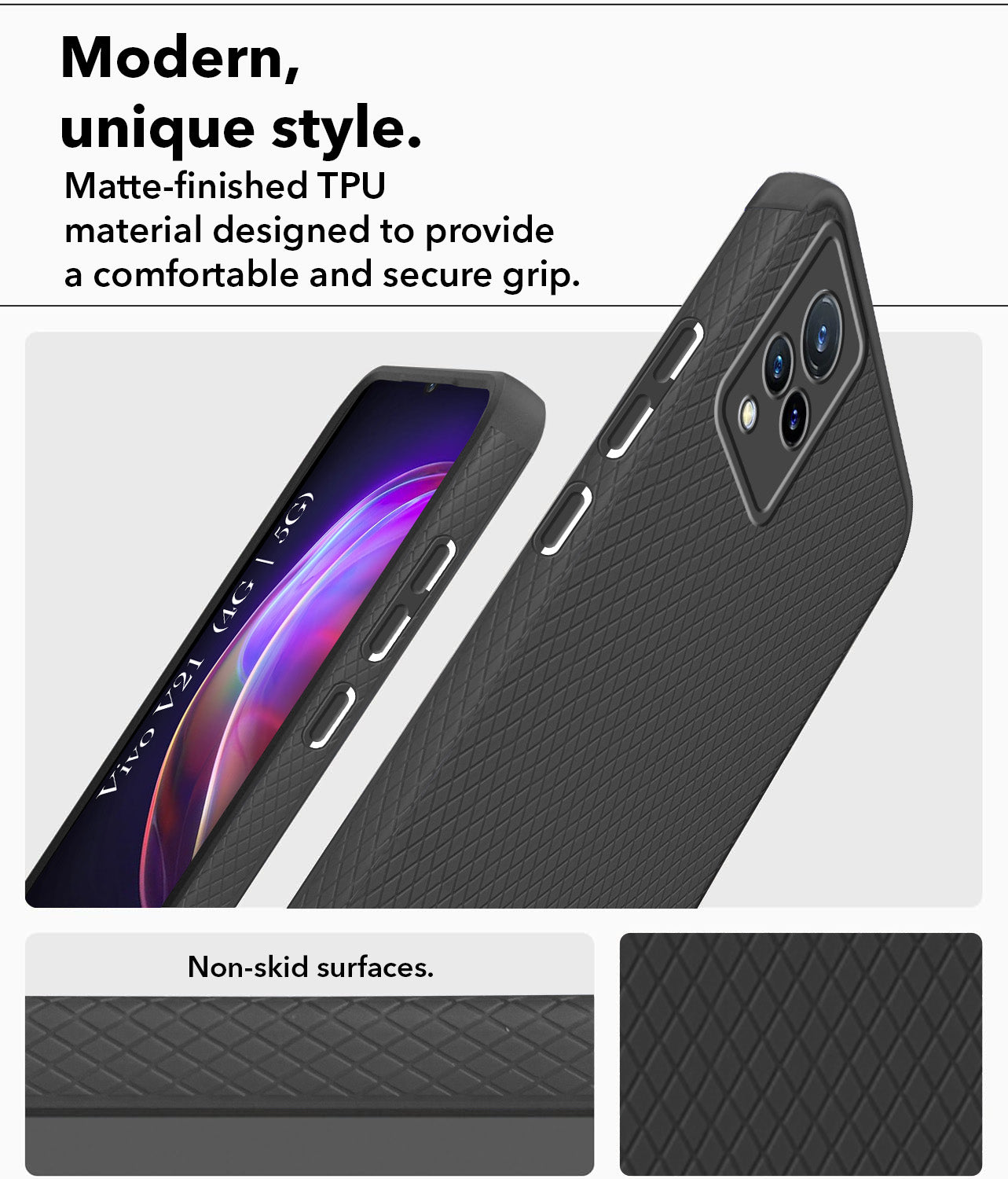For Vivo V21 | Vivo V21 5G Back Cover Case Liquid Silicone (Camera Protection | Side Grip Texture | Soft and Flexible)