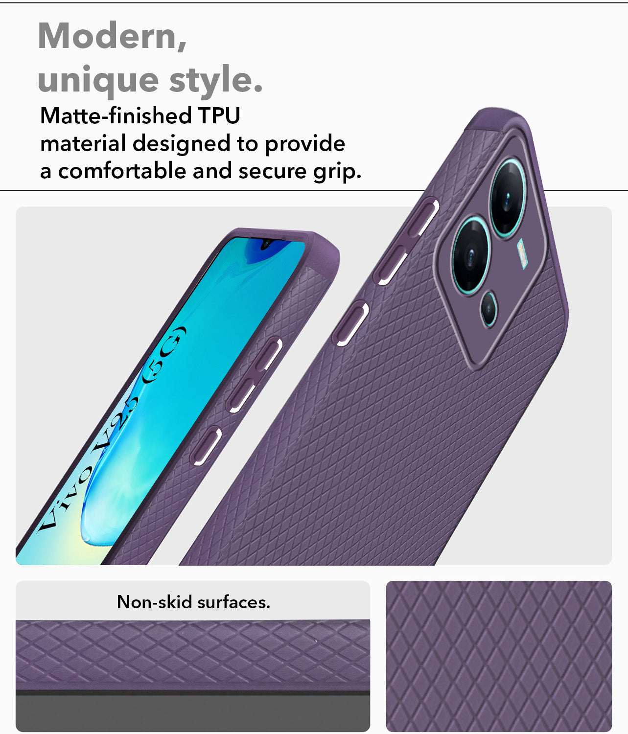 For Vivo V25 5G Back Cover Case (Liquid Silicone | Side Grip | Camera Protection)