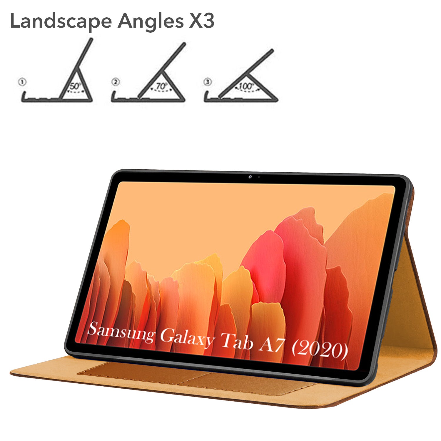 For Samsung Galaxy Tab A7 (2020) 10 Inch SM-T500/T505/T505N Flip Cover Folio Cover (PU Leather | Multi-Angle Smart Stand | Card Storage Slots | Silicone Back Pouch)