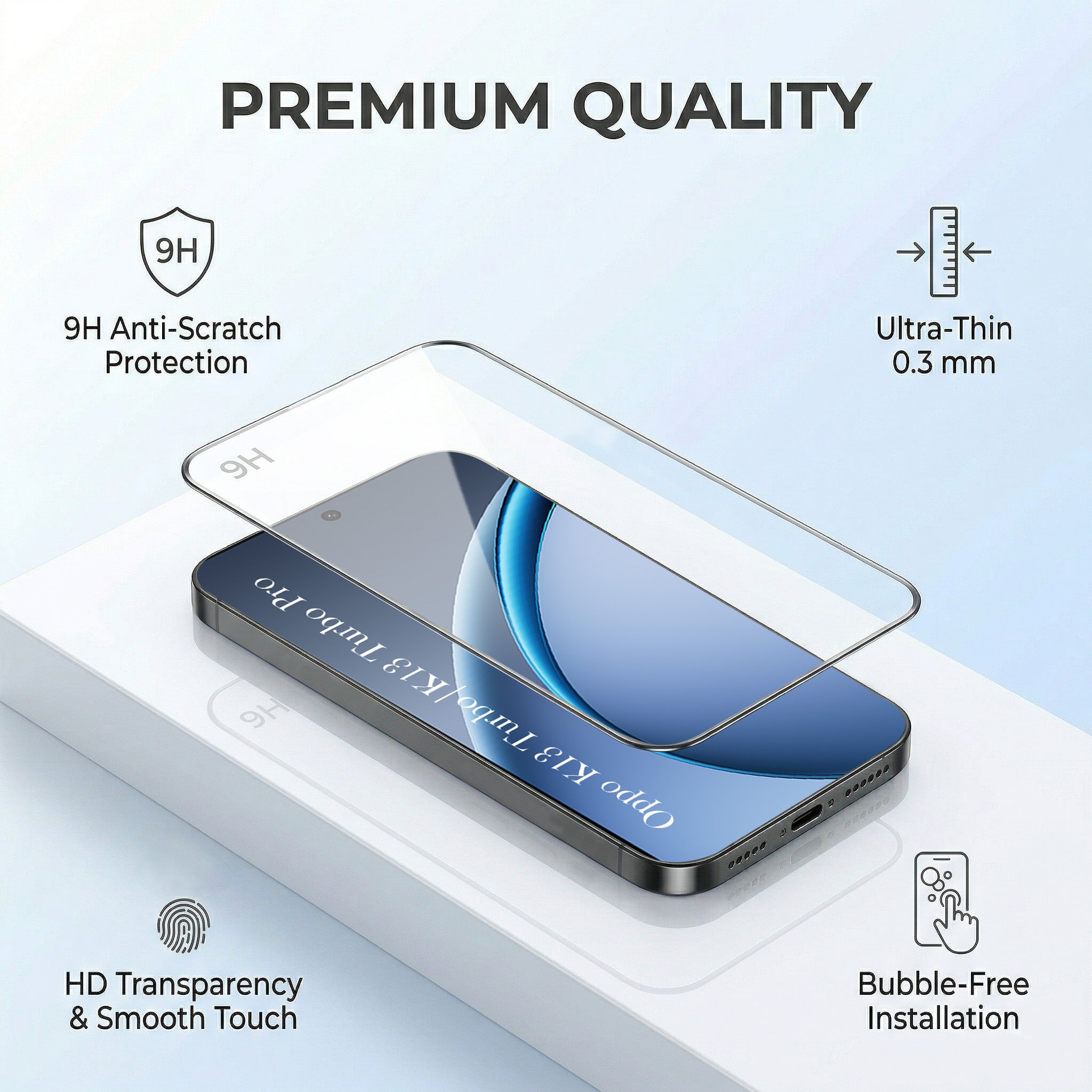 For Oppo K13 Turbo | Oppo K13 Turbo Pro Combo with Back Cover and 9H Tempered Glass (Liquid Silicone | Camera Protection | Oleophobic Coating Screen Glass)
